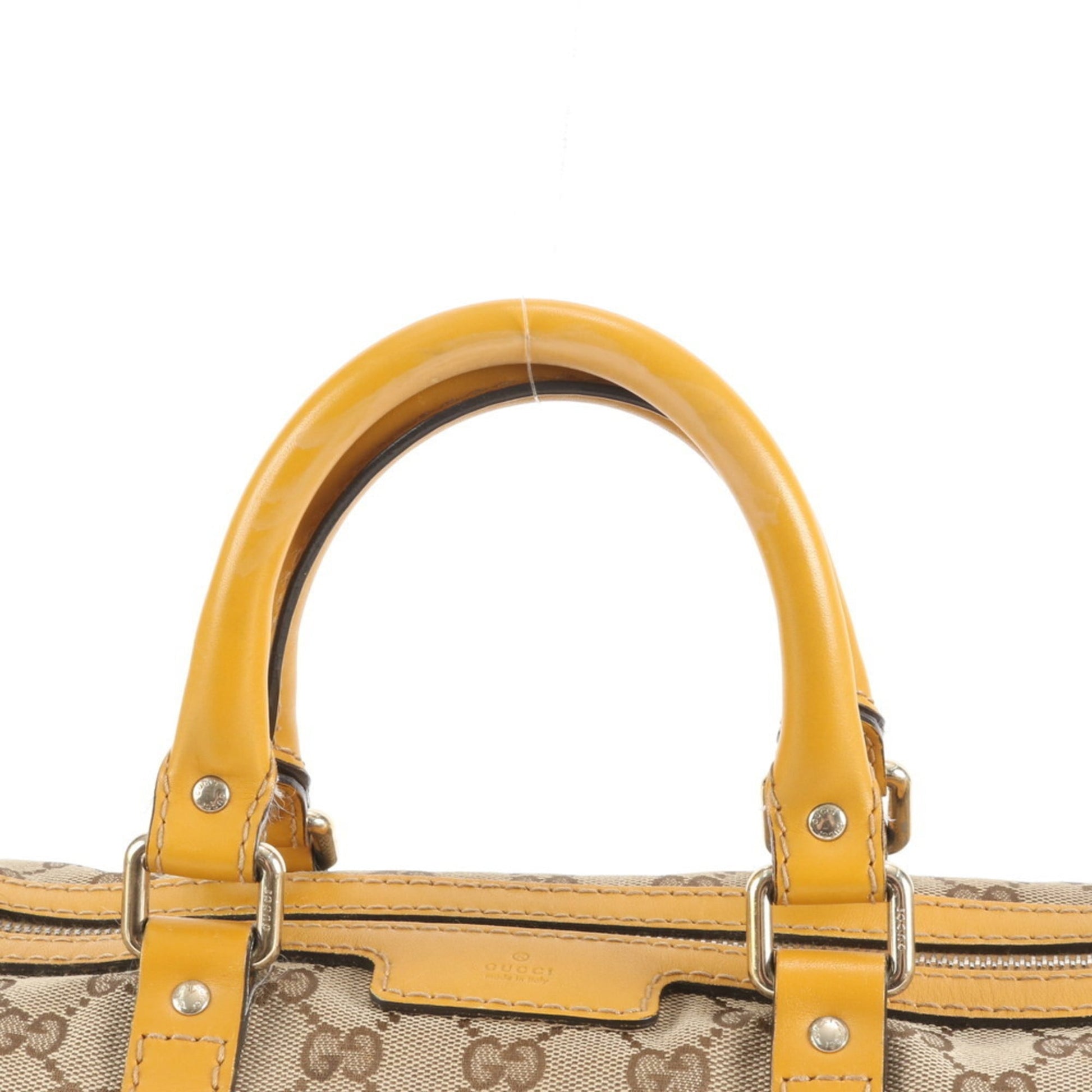 Gucci Beige Yellow Leather Canvas Shoulder Bag
