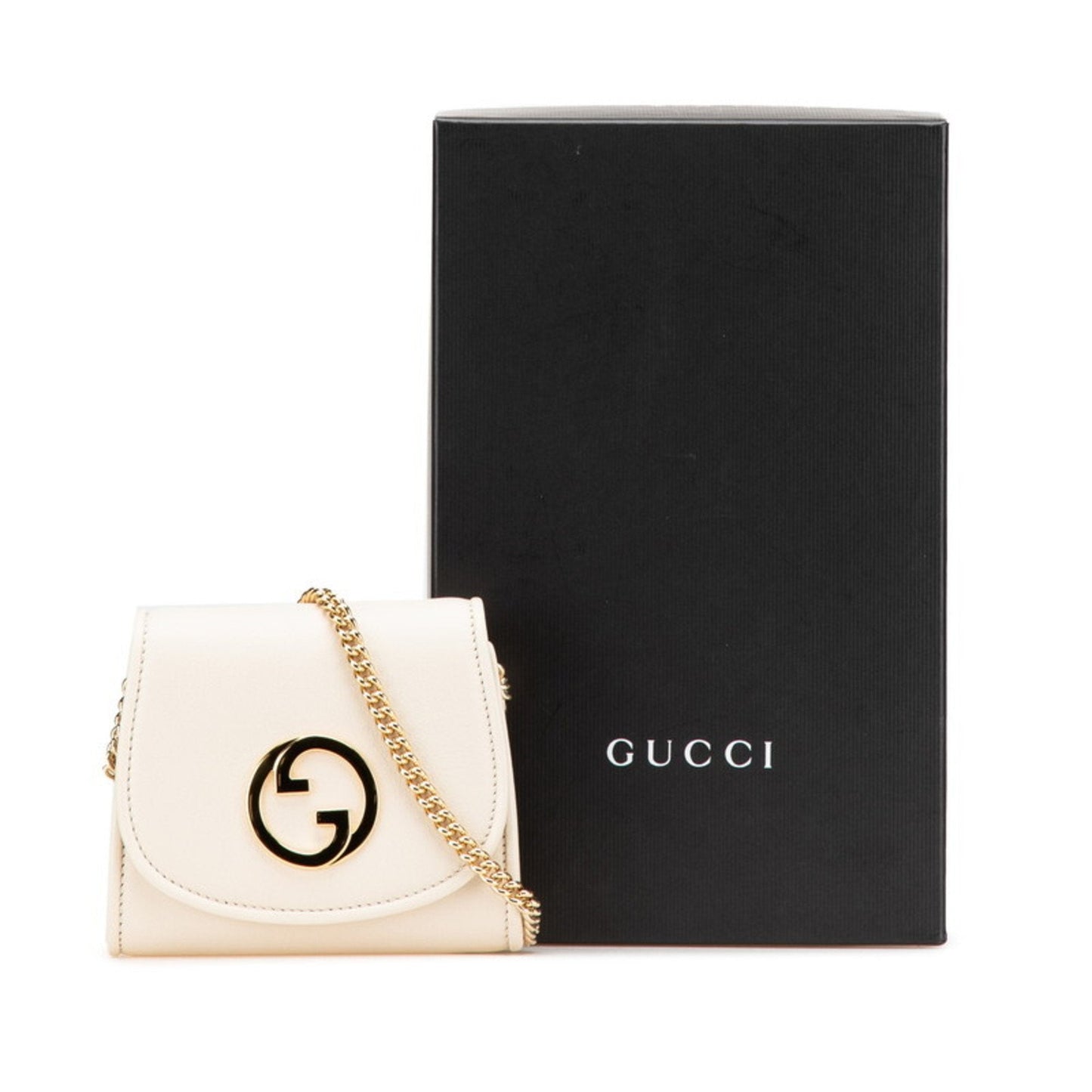 Gucci Gold Ivory Leather Shoulder Bag