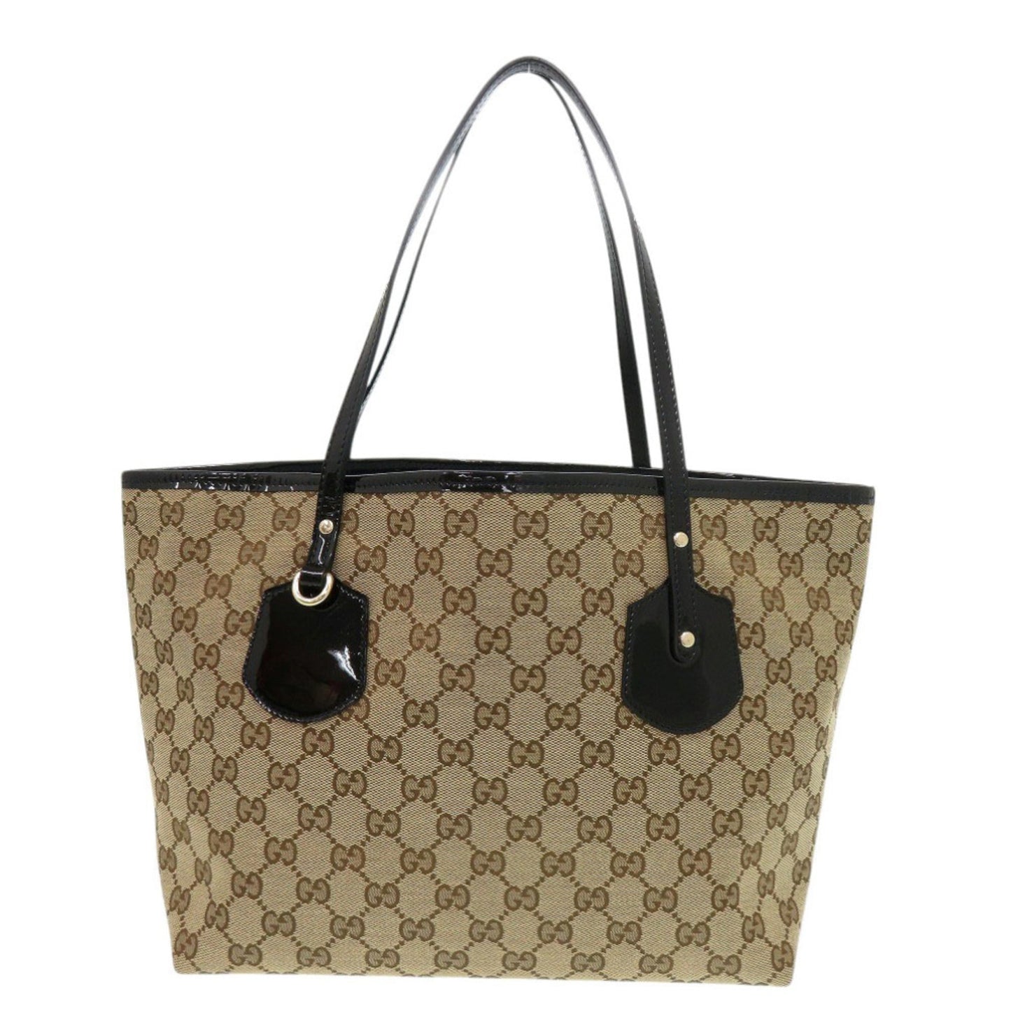 Gucci Beige Black Gg Canvas Tote Bag