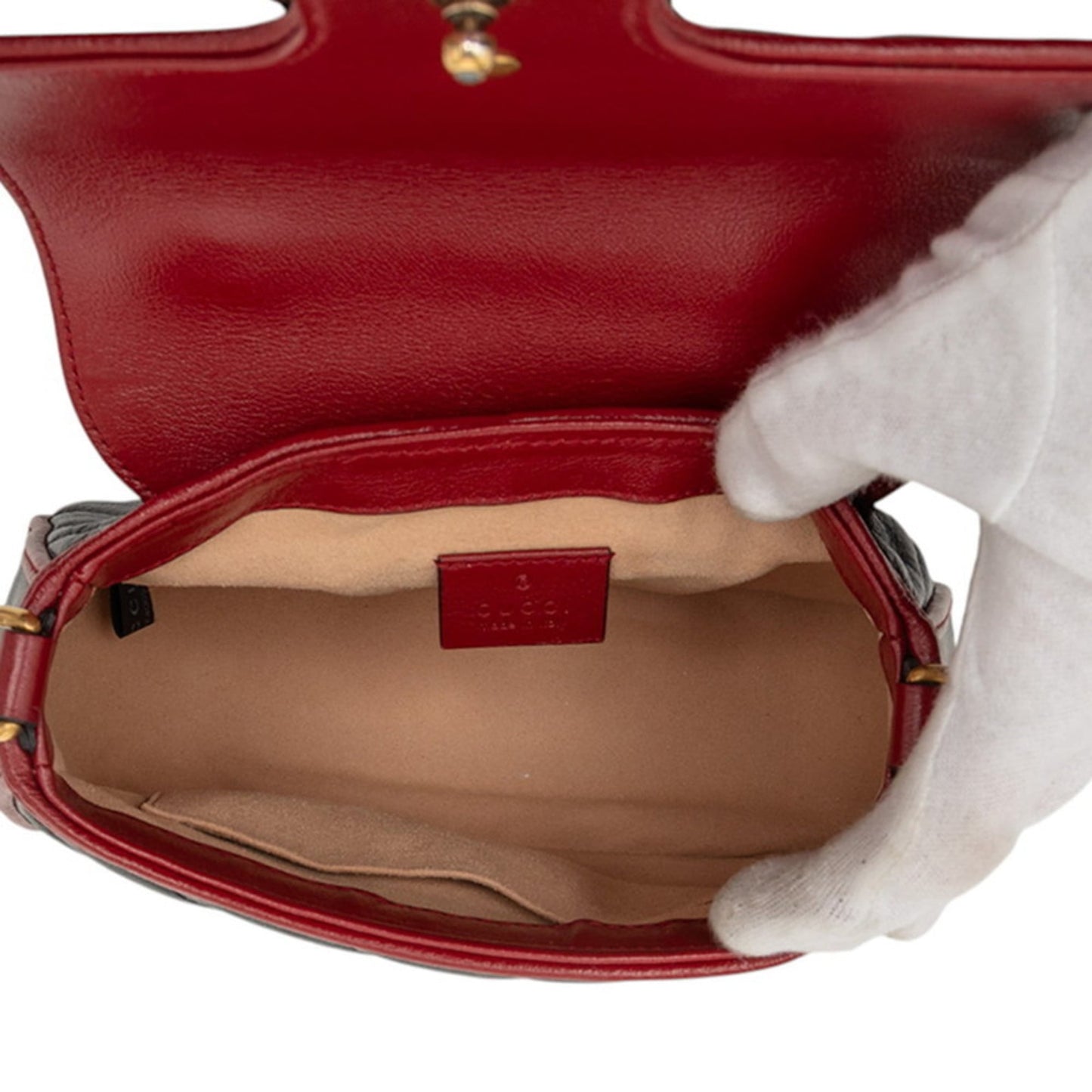 Gucci Black Red Color Leather Shoulder Bag