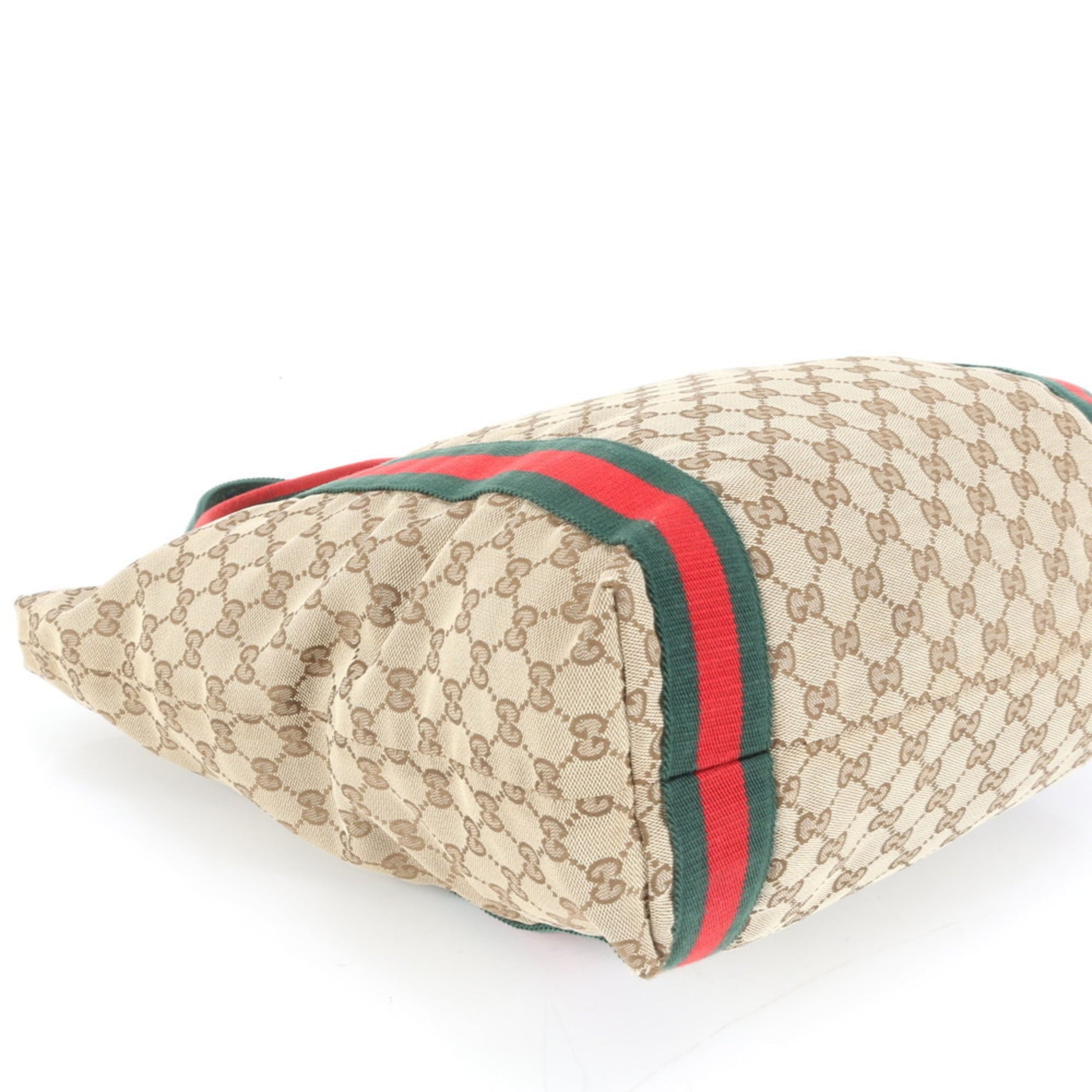 Gucci Brown Leather Canvas Tote Bag