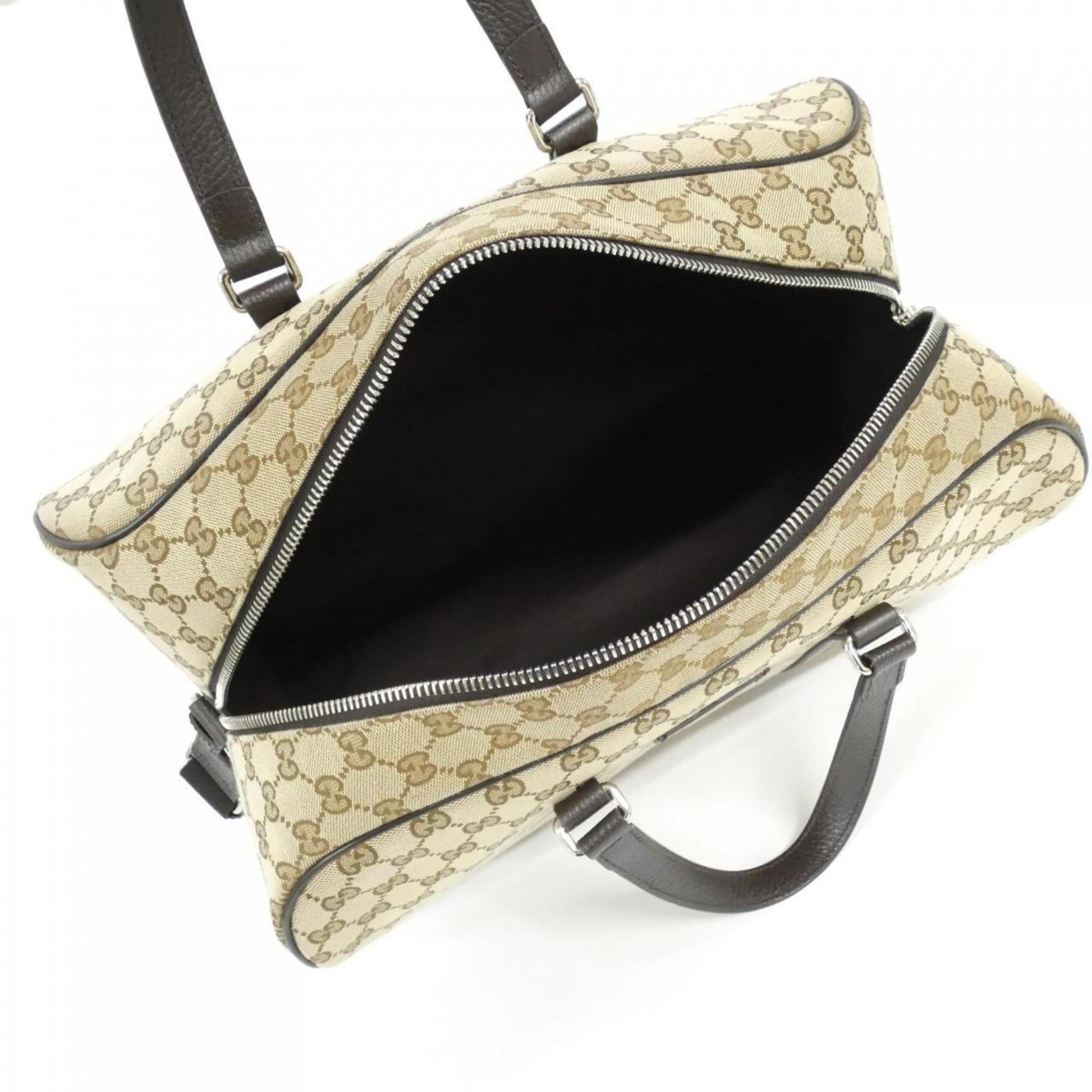 Gucci Beige Brown Gg Canvas Boston Bag
