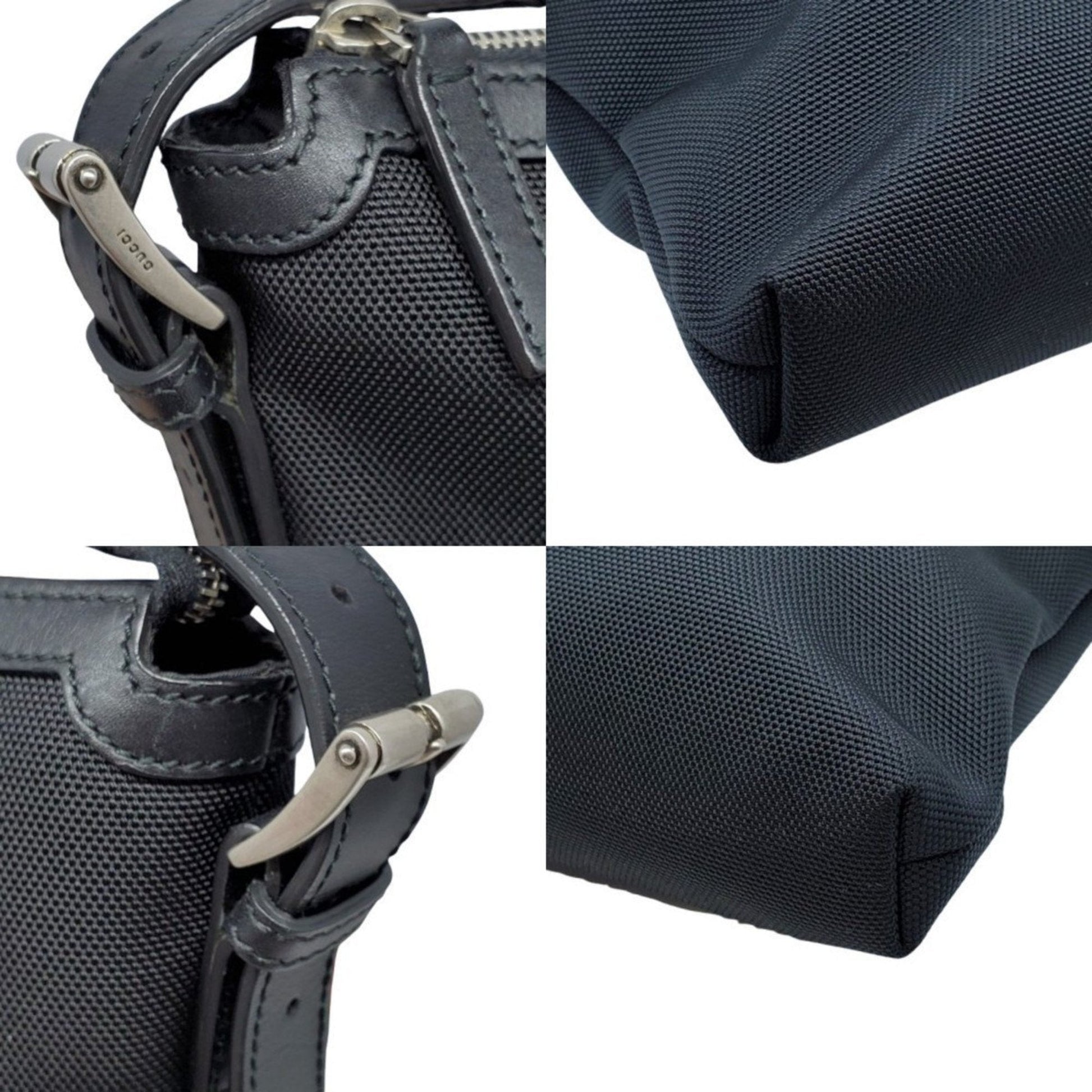 Gucci Sherry Line Black Canvas Leather Shoulder Bag