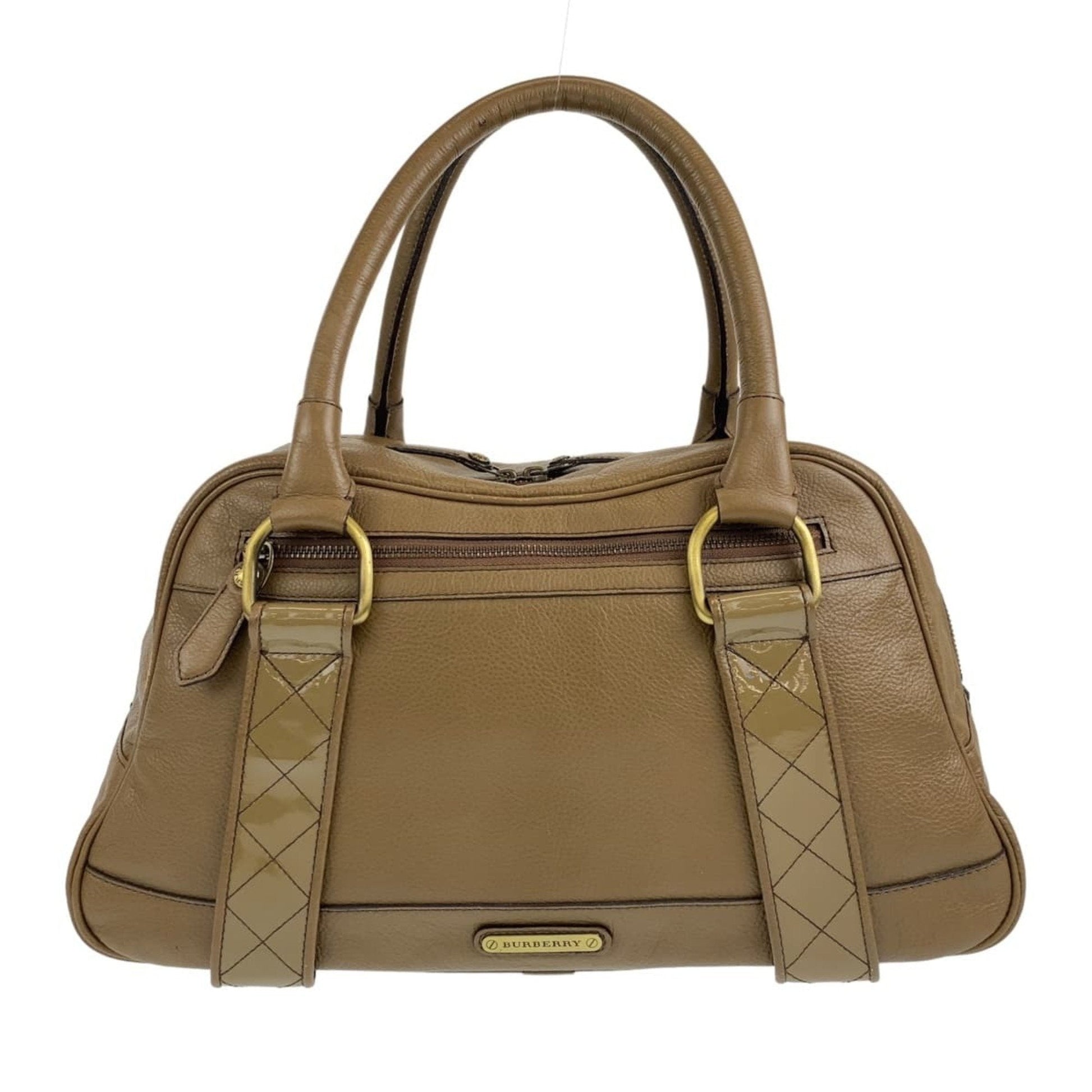 Burberry Khaki Handbag Shoulder Bag Leather Brown