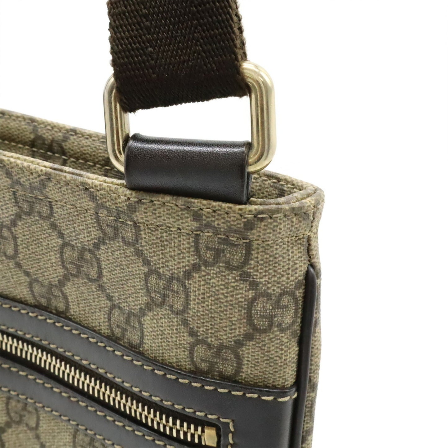 Gucci Beige Brown Dark Brown Khaki Gg Supreme Canvas Leather Shoulder Bag