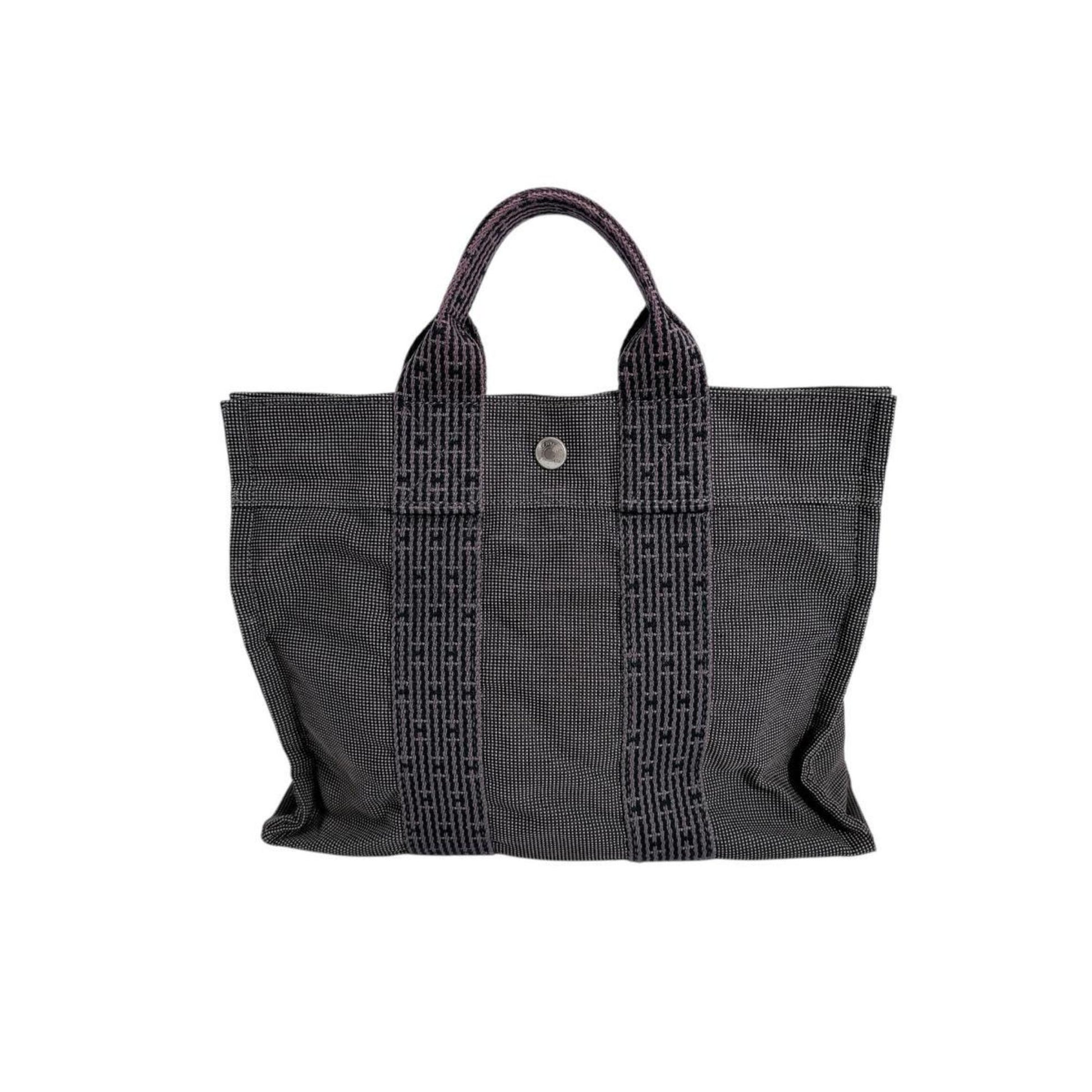 Hermes Her Line Tote Bag Canvas Gray Tote Bag 16