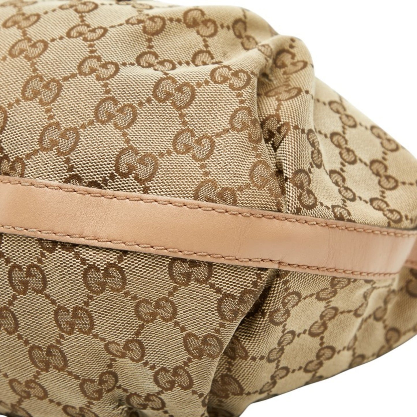 Gucci Beige Pink Canvas Leather Handbag