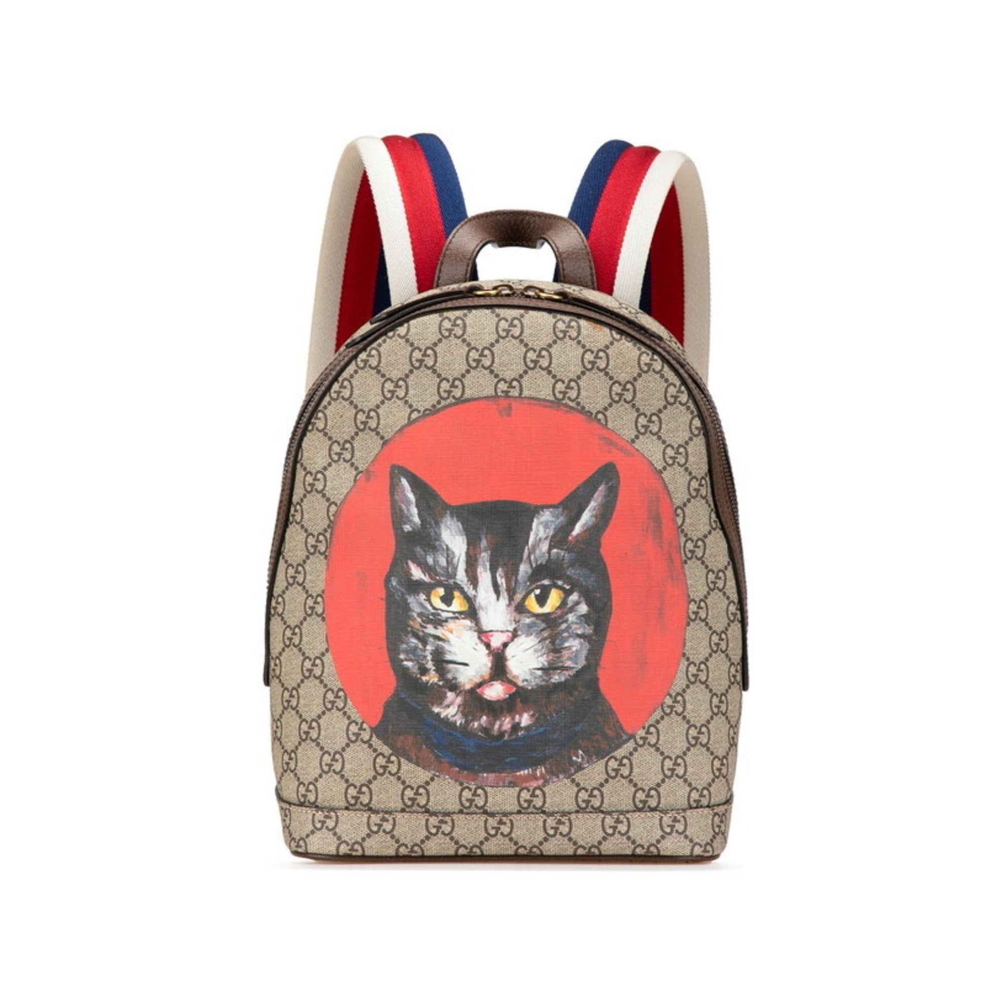 Gucci Beige Brown Multi-Color Pvc Leather Backpack