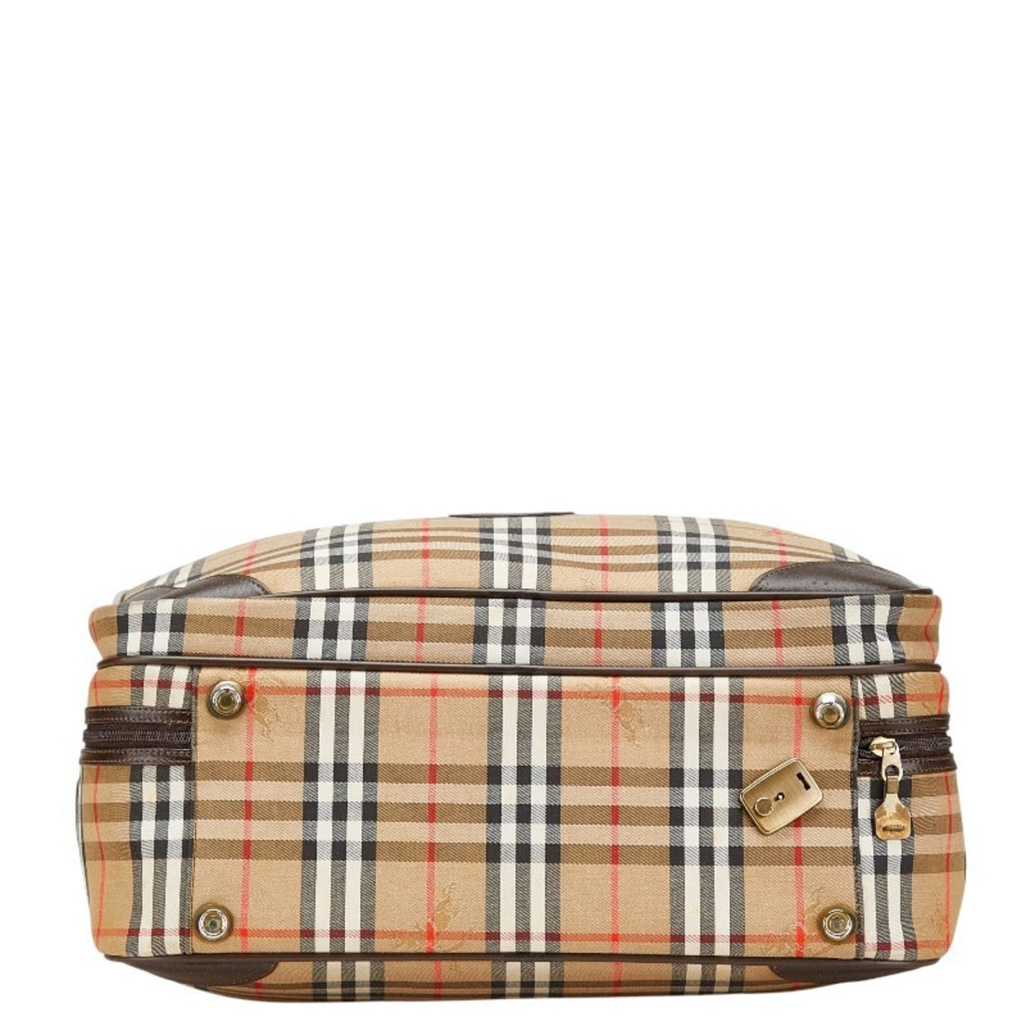 Burberry Boston Bag Shoulder Bag Leather Canvas Brown