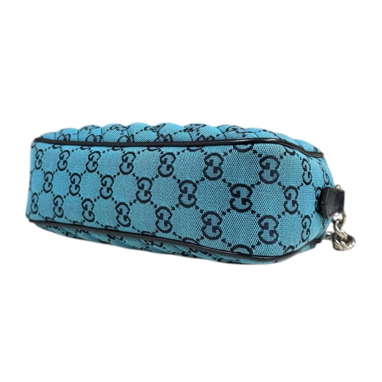 Gucci Gg Marmont Blue Navy Canvas Leather Shoulder Bag