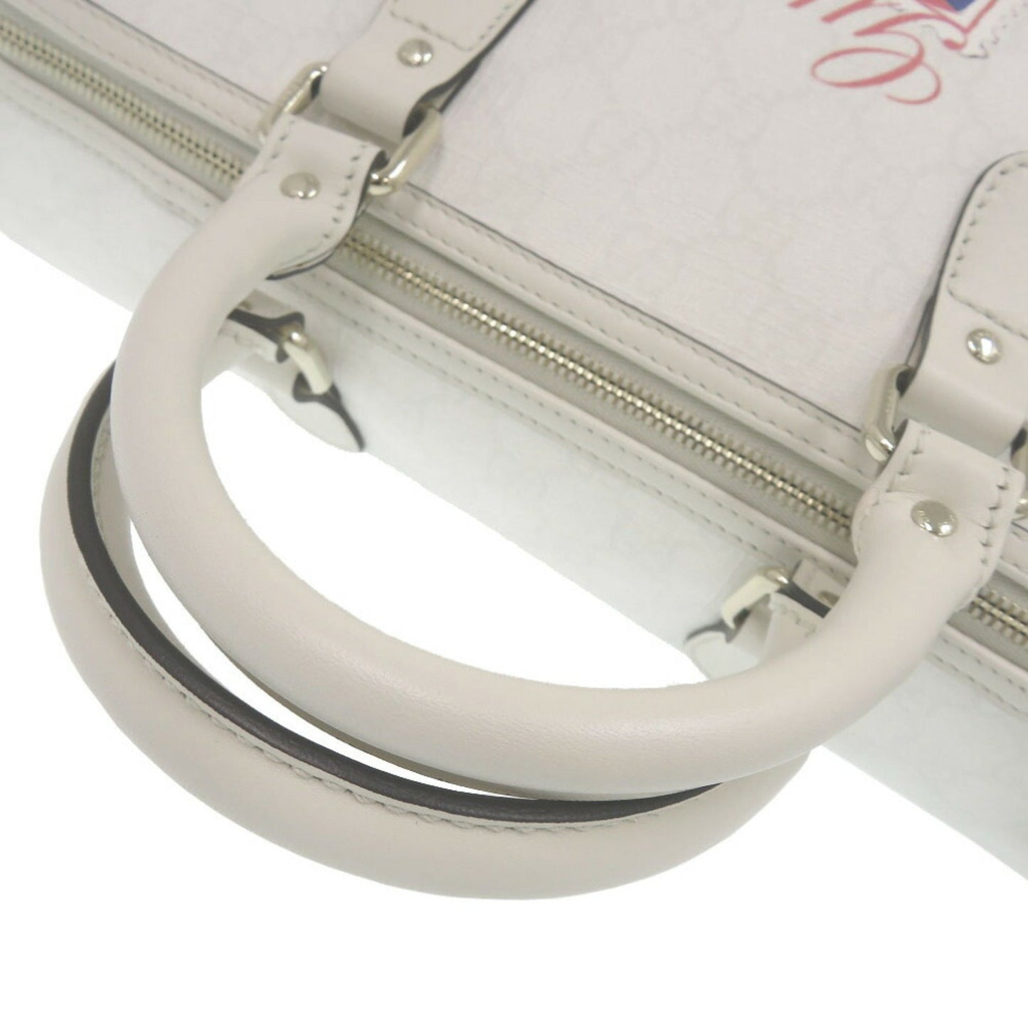 Gucci White Leather Boston Bag Handbag