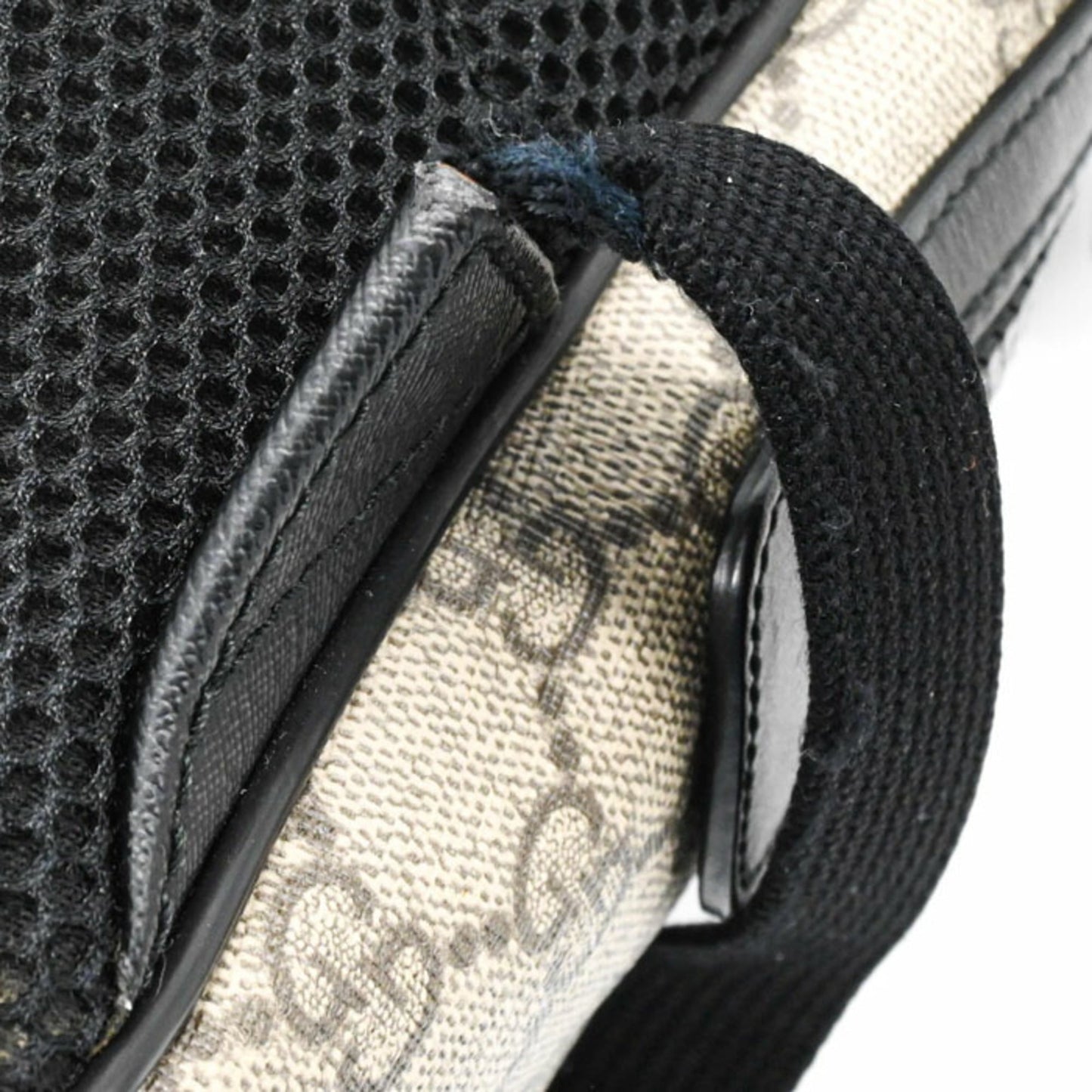 Gucci Beige Black Gg Supreme Leather Backpack