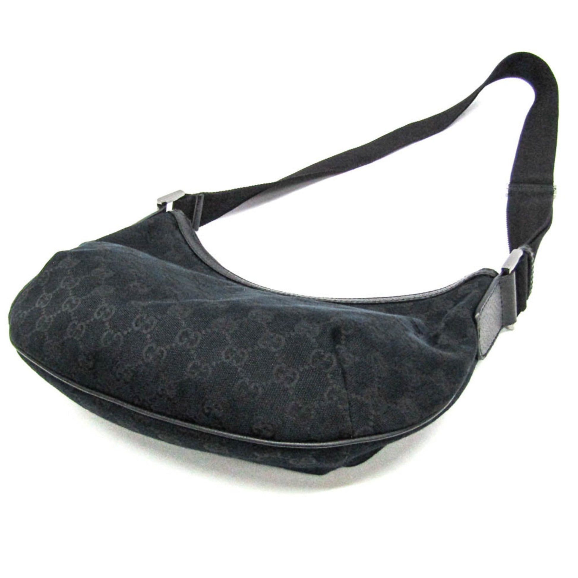 Gucci Gg Canvas Black Gg Canvas Leather Shoulder Bag