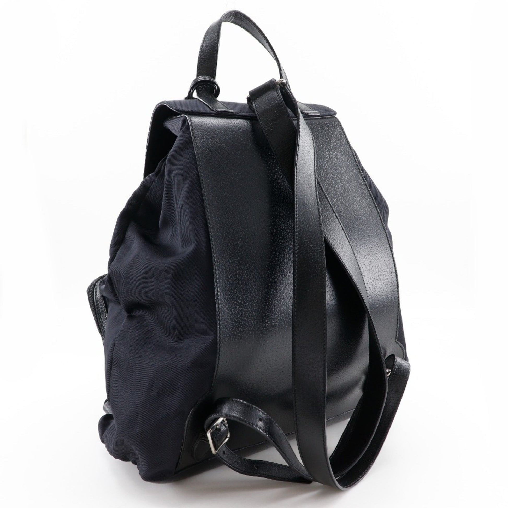 Gucci Black Nylon Canvas Leather Backpack