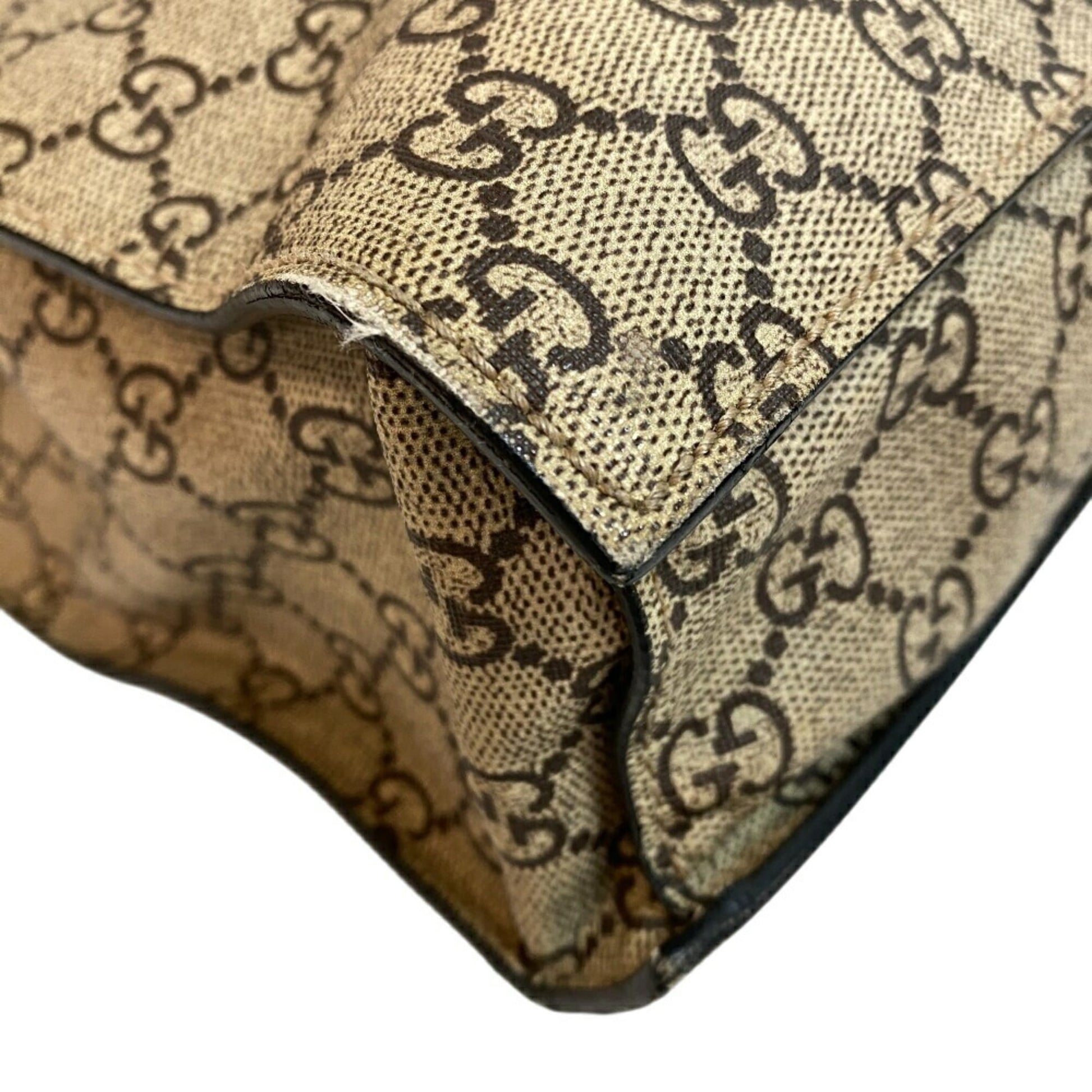 Gucci Beige Black Pvc Leather Tote Bag