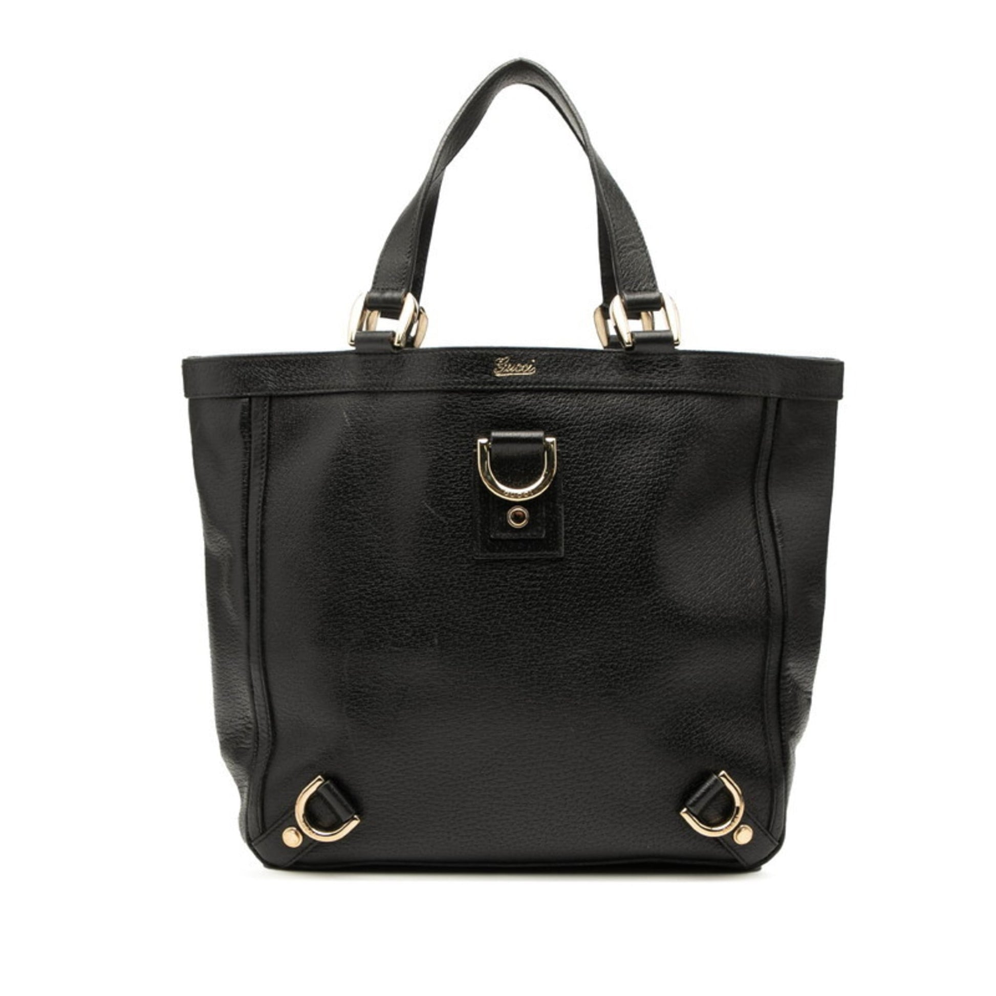 Gucci Black Leather Handbag Tote Bag
