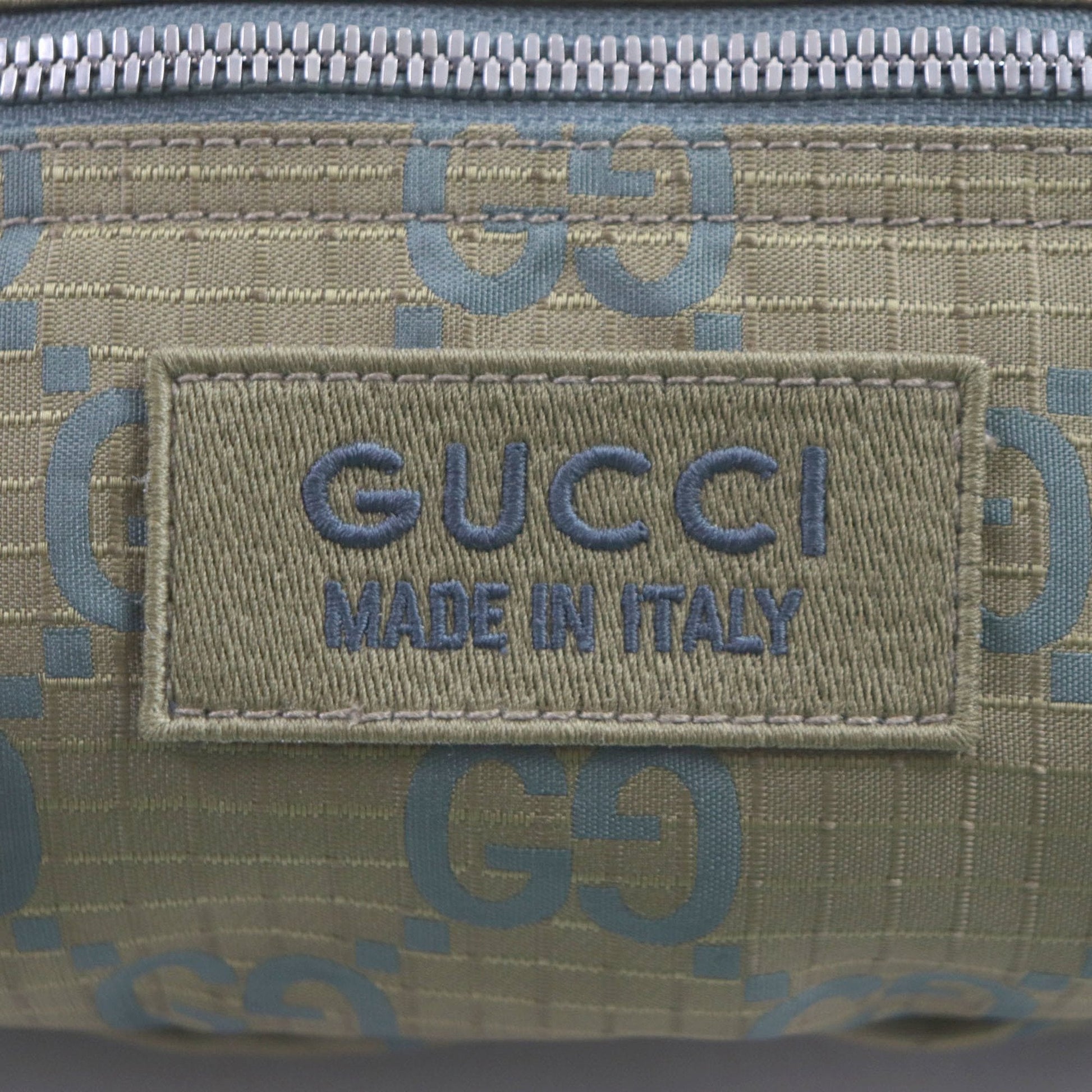Gucci Khaki Nylon Leather Fanny Pack