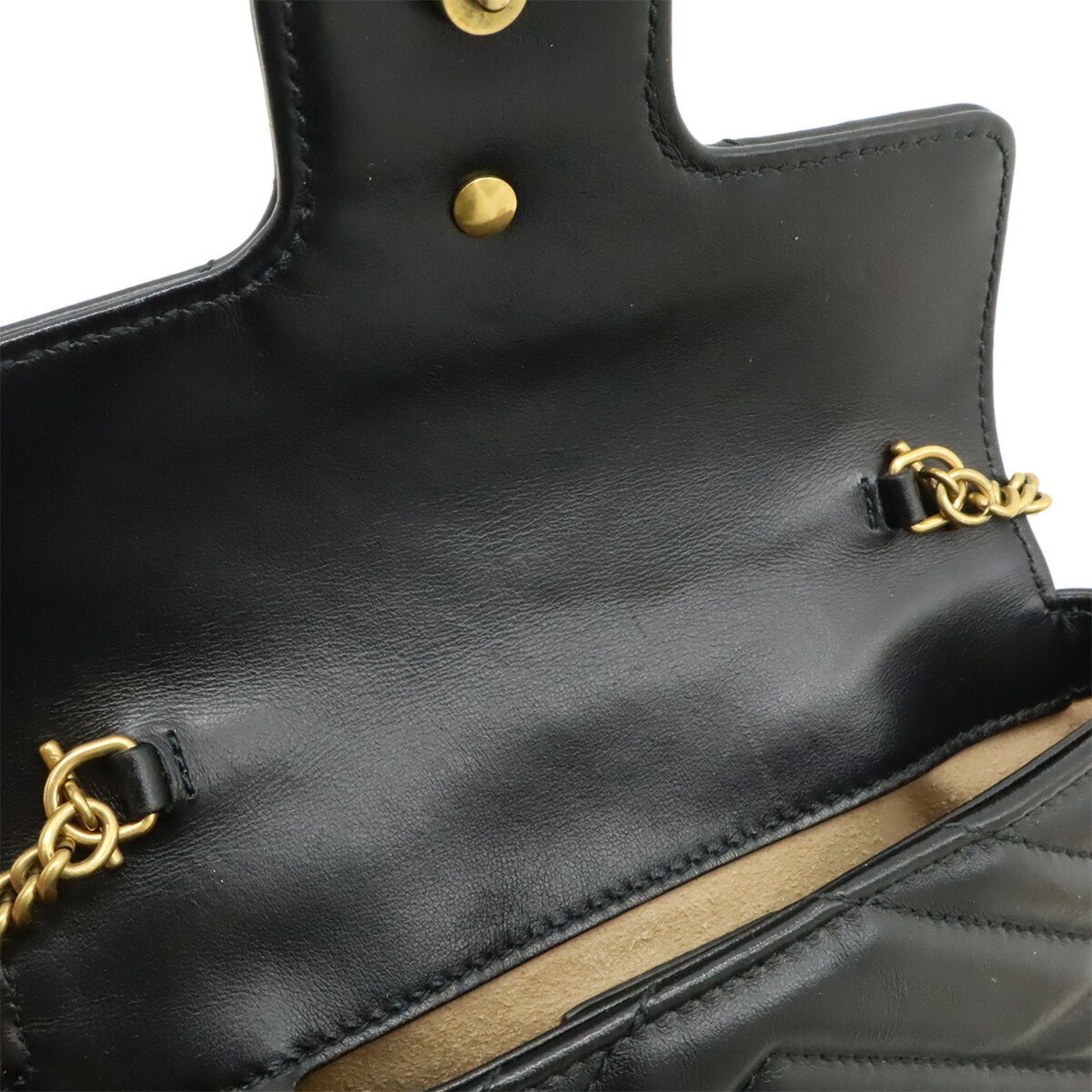 Gucci Gg Marmont Black Leather Pochette Shoulder Bag