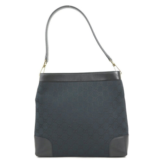 Gucci Black Gg Canvas Leather Shoulder Bag