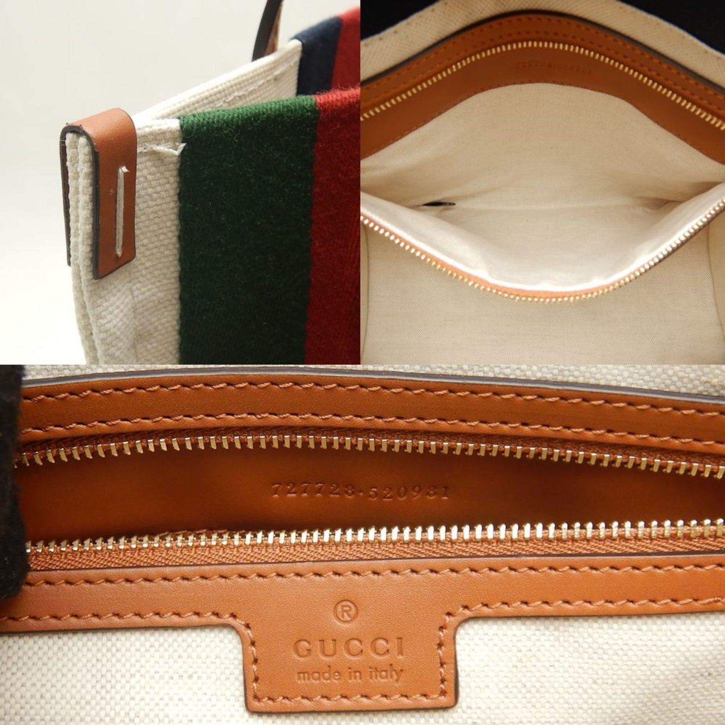 Gucci Brown Ivory Canvas Tote Bag