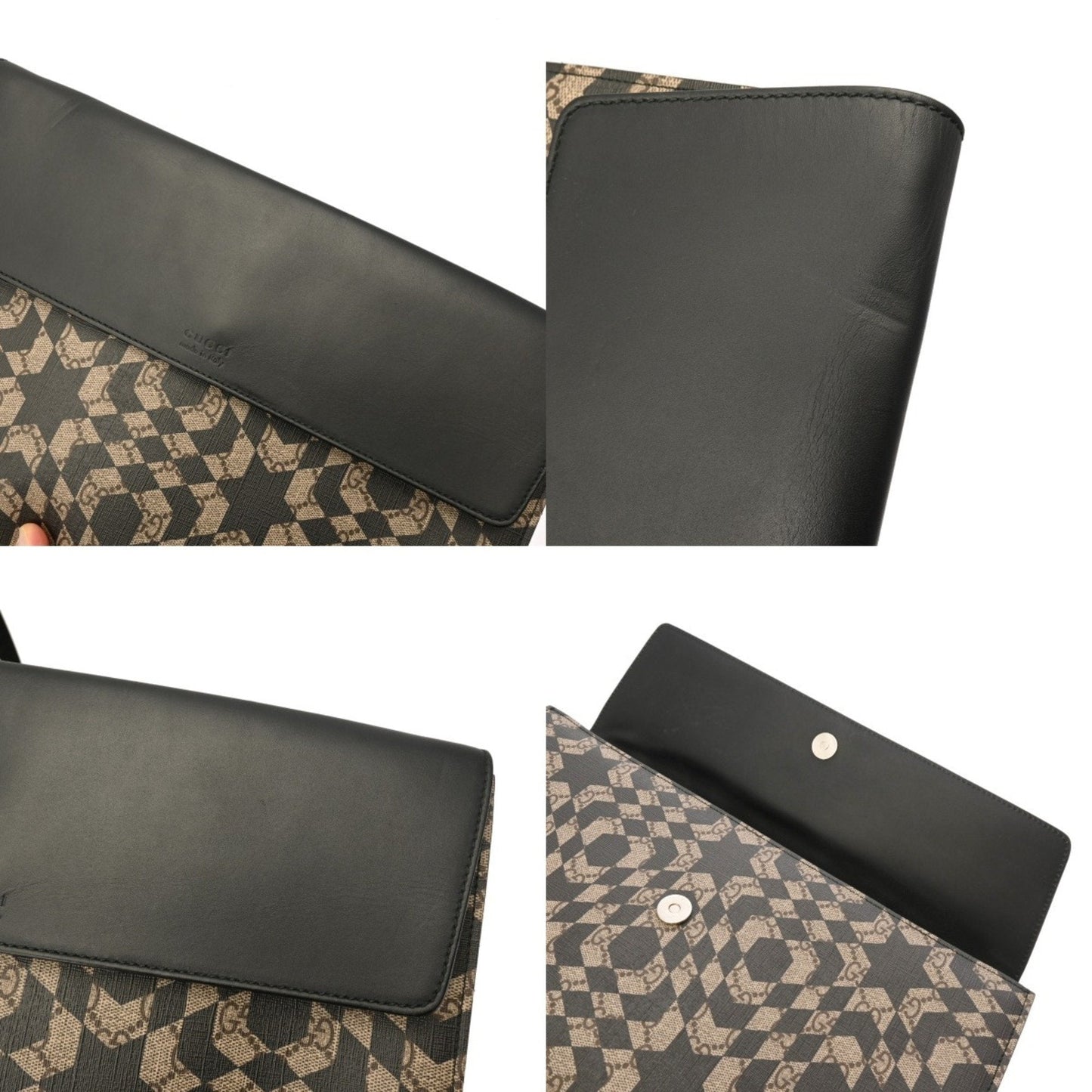Gucci Beige Black Pvc Clutch Bag