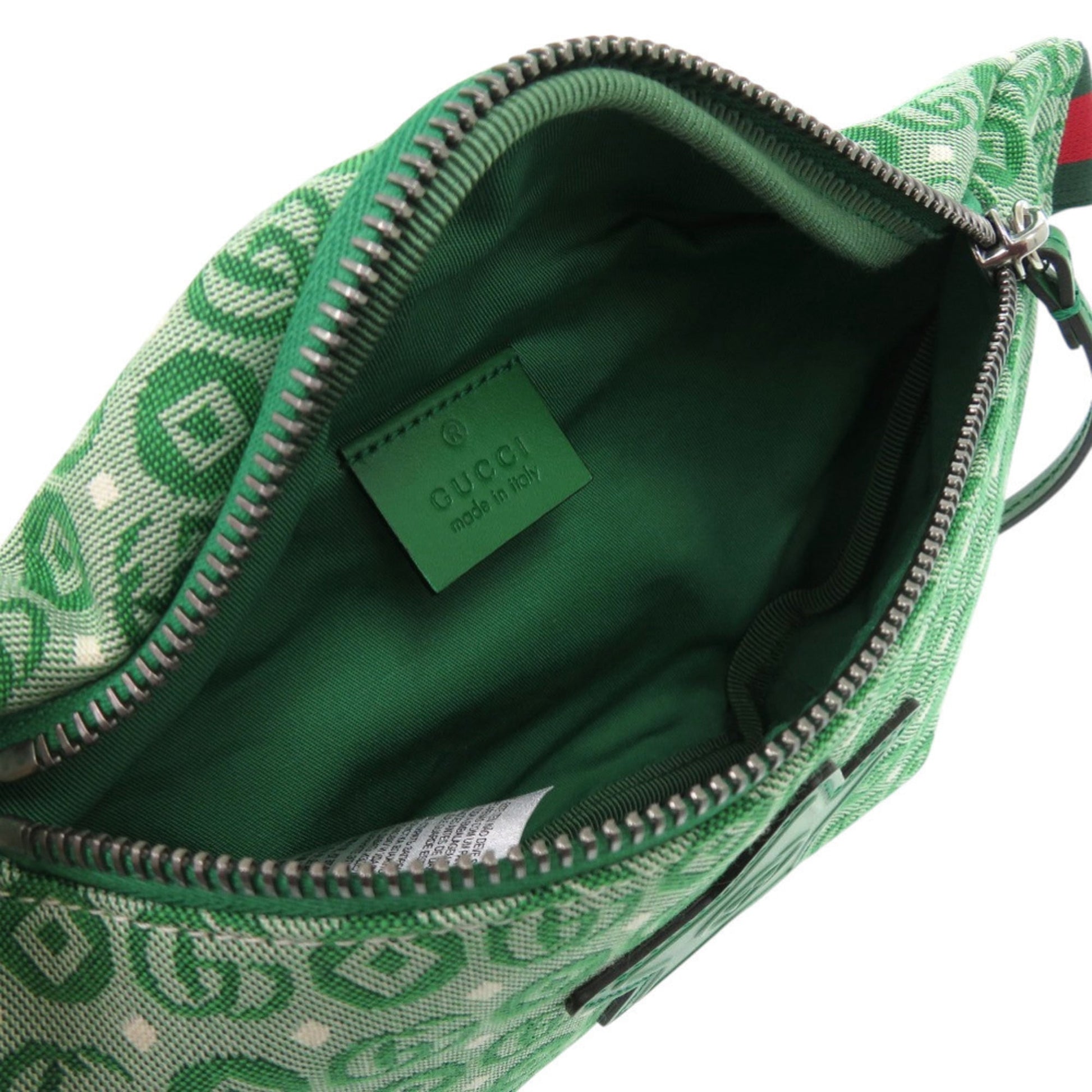 Gucci Green Red Color Canvas Leather Fanny Pack Pouch