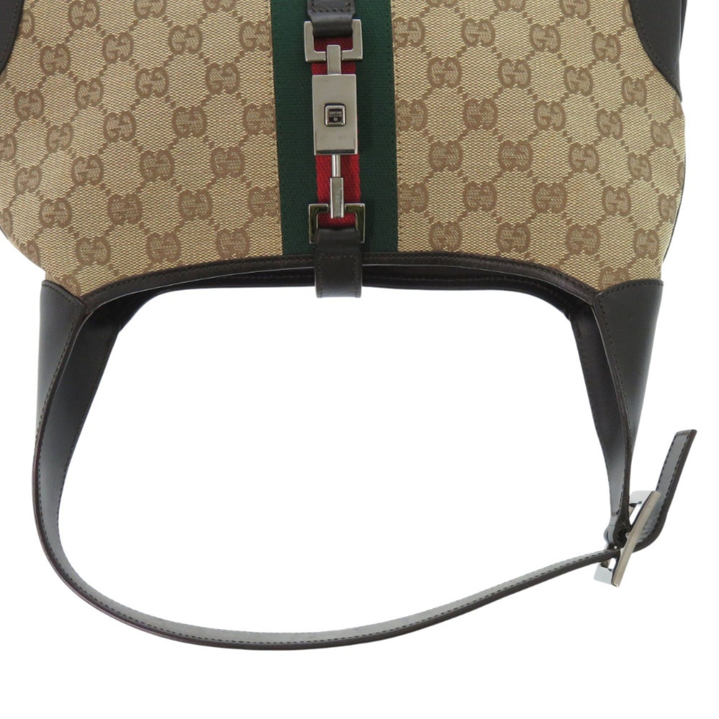 Gucci Beige Black Brown Gg Canvas Leather Shoulder Bag
