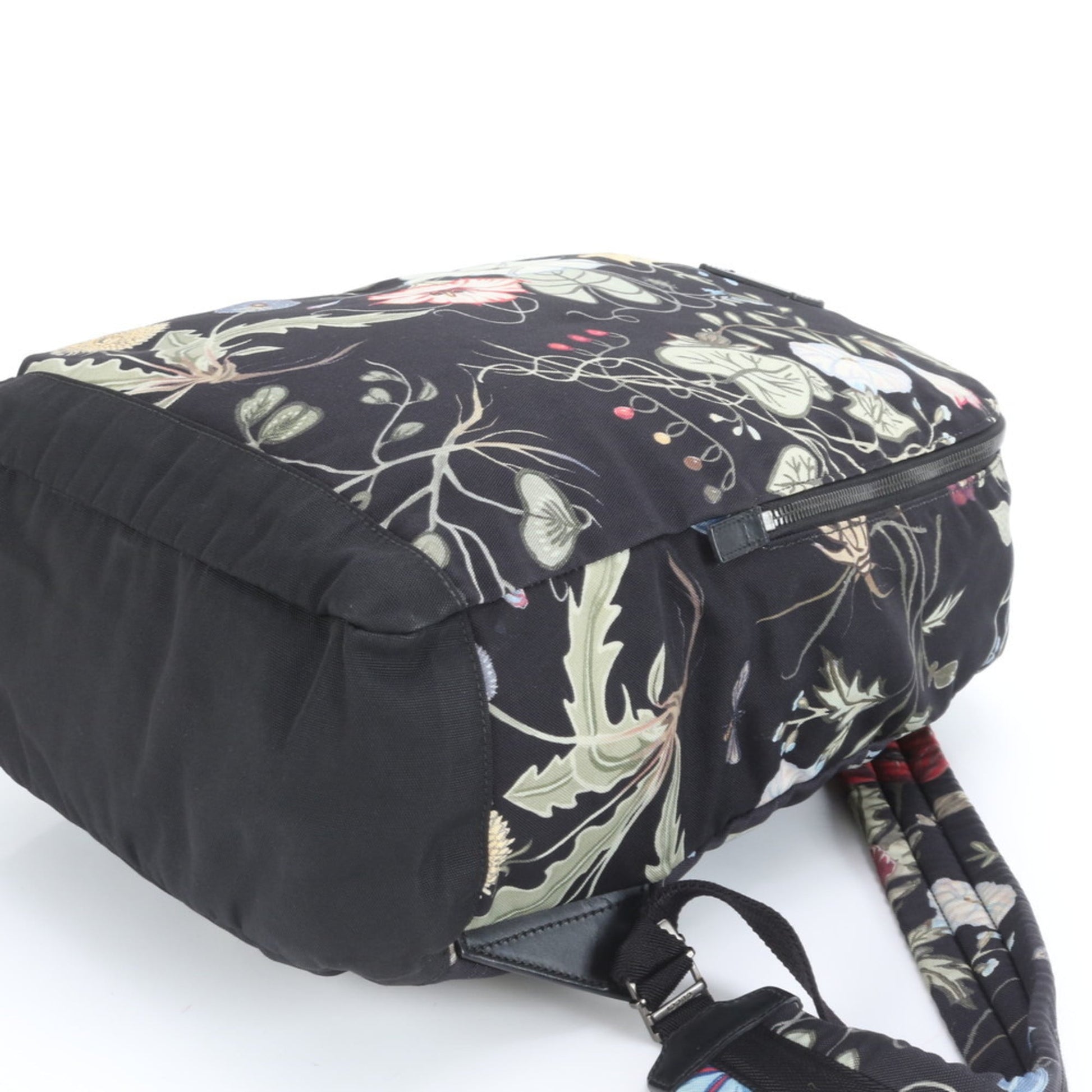 Gucci Black Leather Canvas Backpack Shoulder Bag