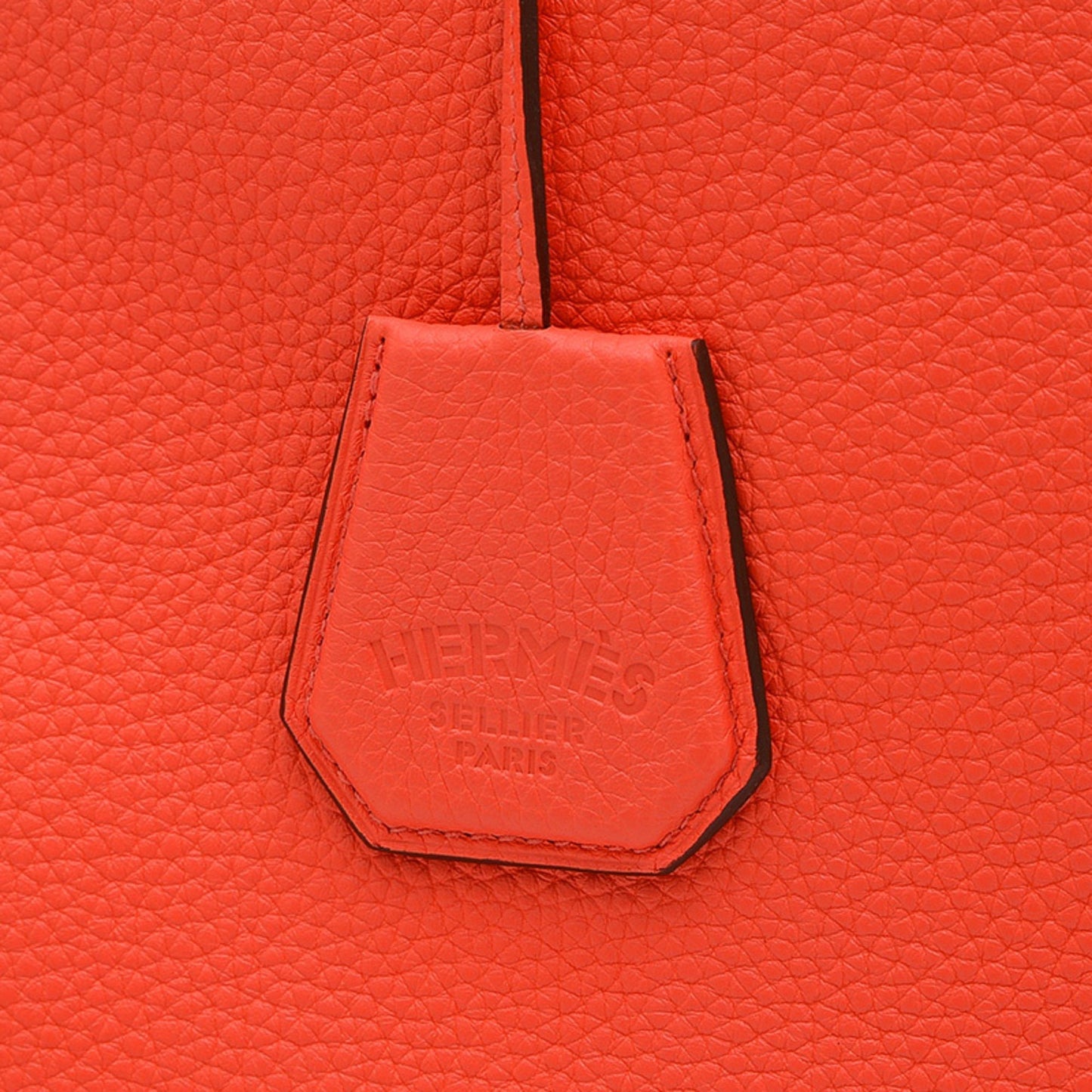 Hermes Taurillon Clemence Shoulder Bag Leather Orange Shoulder Bag 8