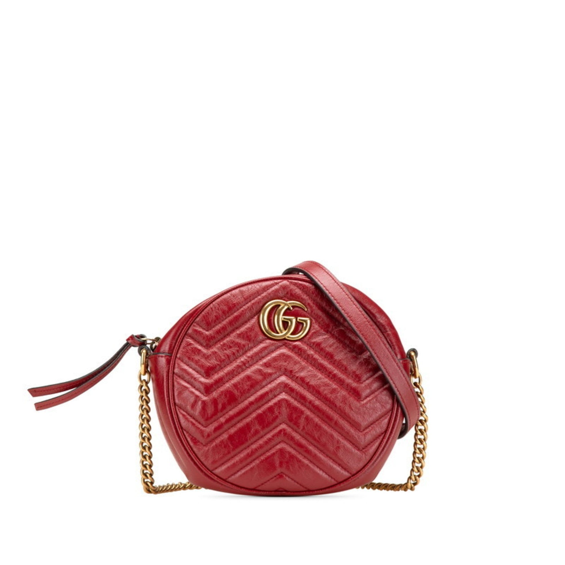 Gucci Gg Marmont Red Color Leather Shoulder Bag