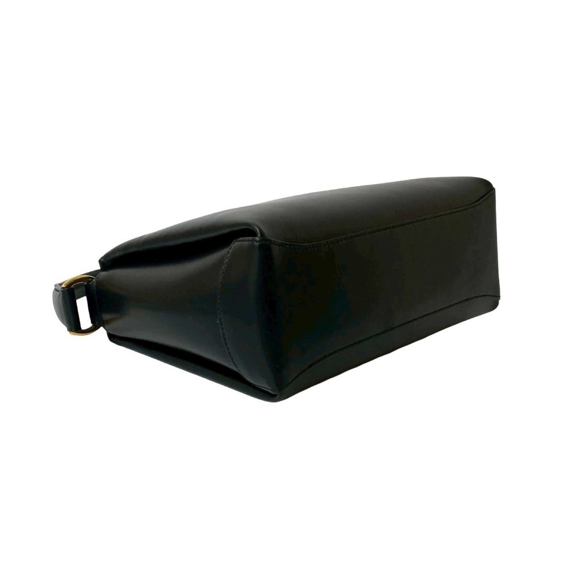 Gucci Black Leather Bamboo Handbag