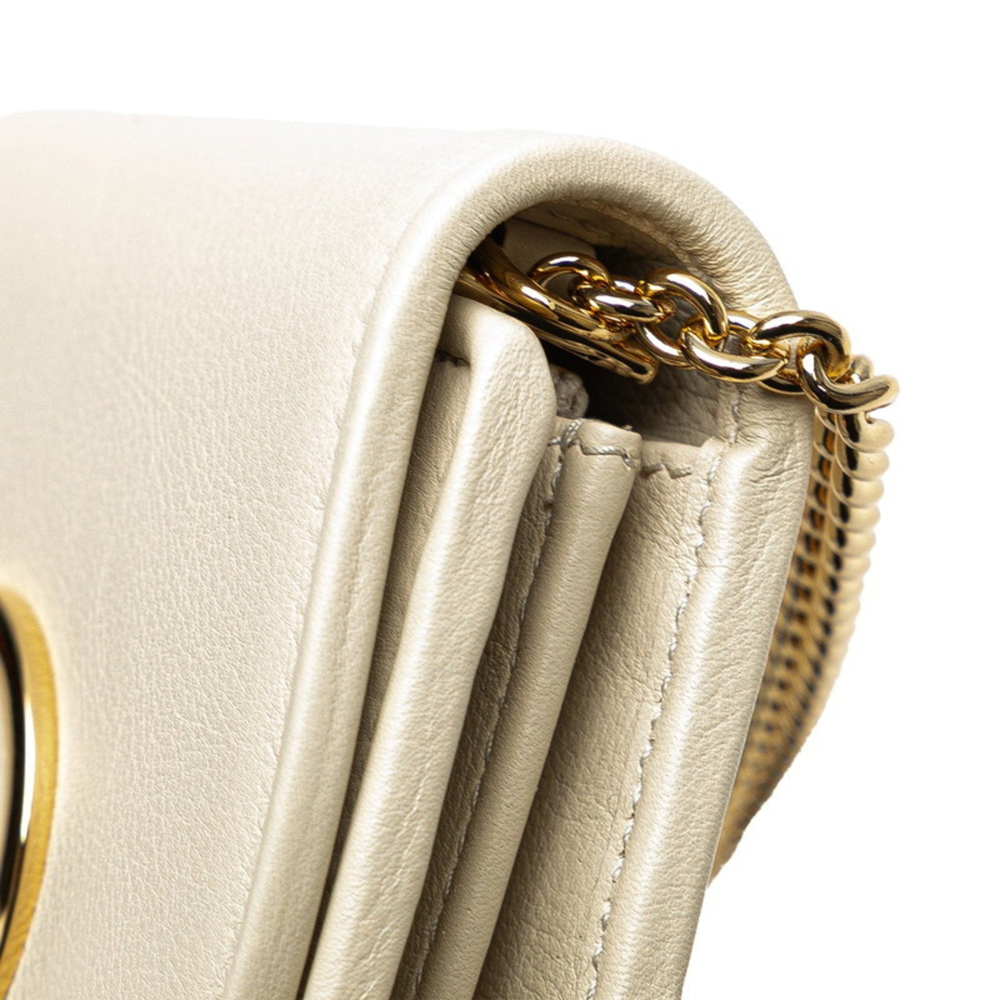 Gucci Gold Ivory Leather Shoulder Bag