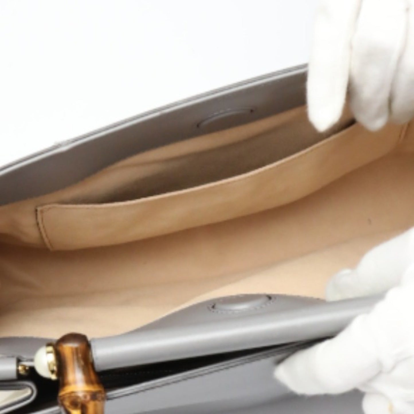 Gucci Gray Bamboo Handbag