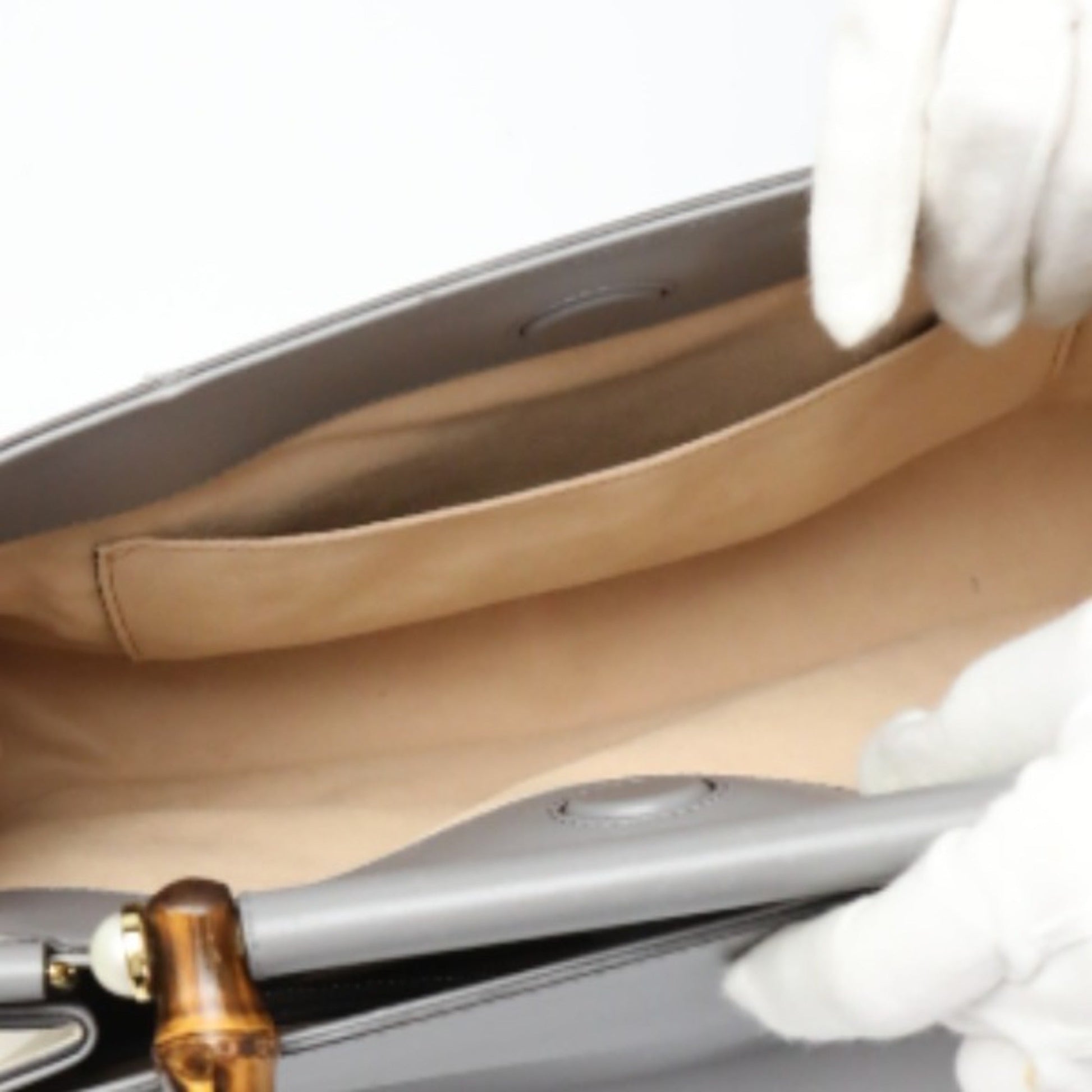 Gucci Gray Bamboo Handbag