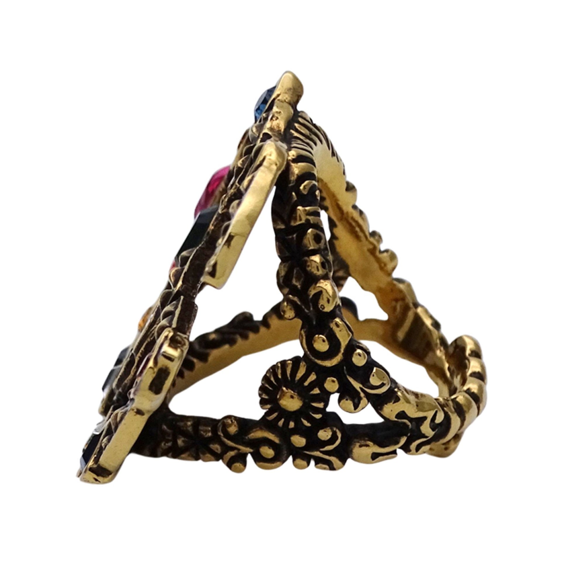 Gucci Gold Multi-Color Metal Band Ring