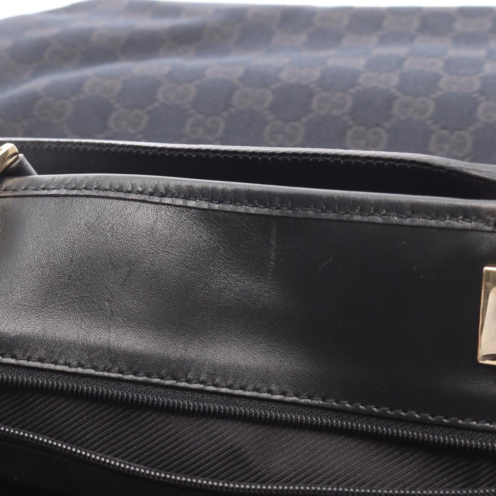 Gucci Black Navy Gg Canvas Leather Tote Bag