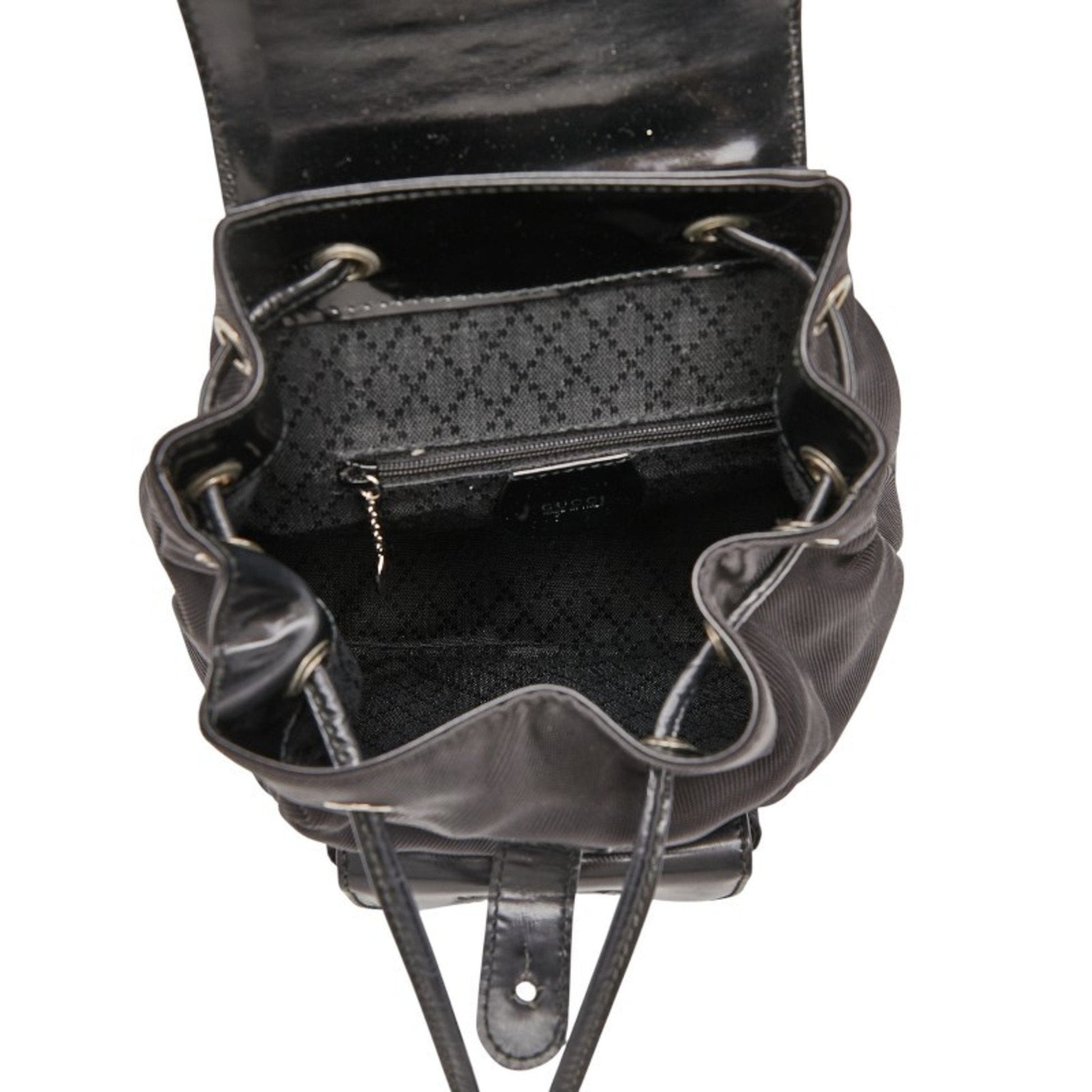 Gucci Black Nylon Leather Backpack