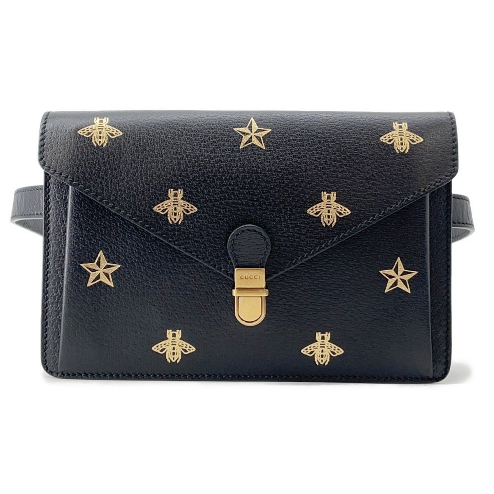 Gucci Black Leather Fanny Pack Sling Bag