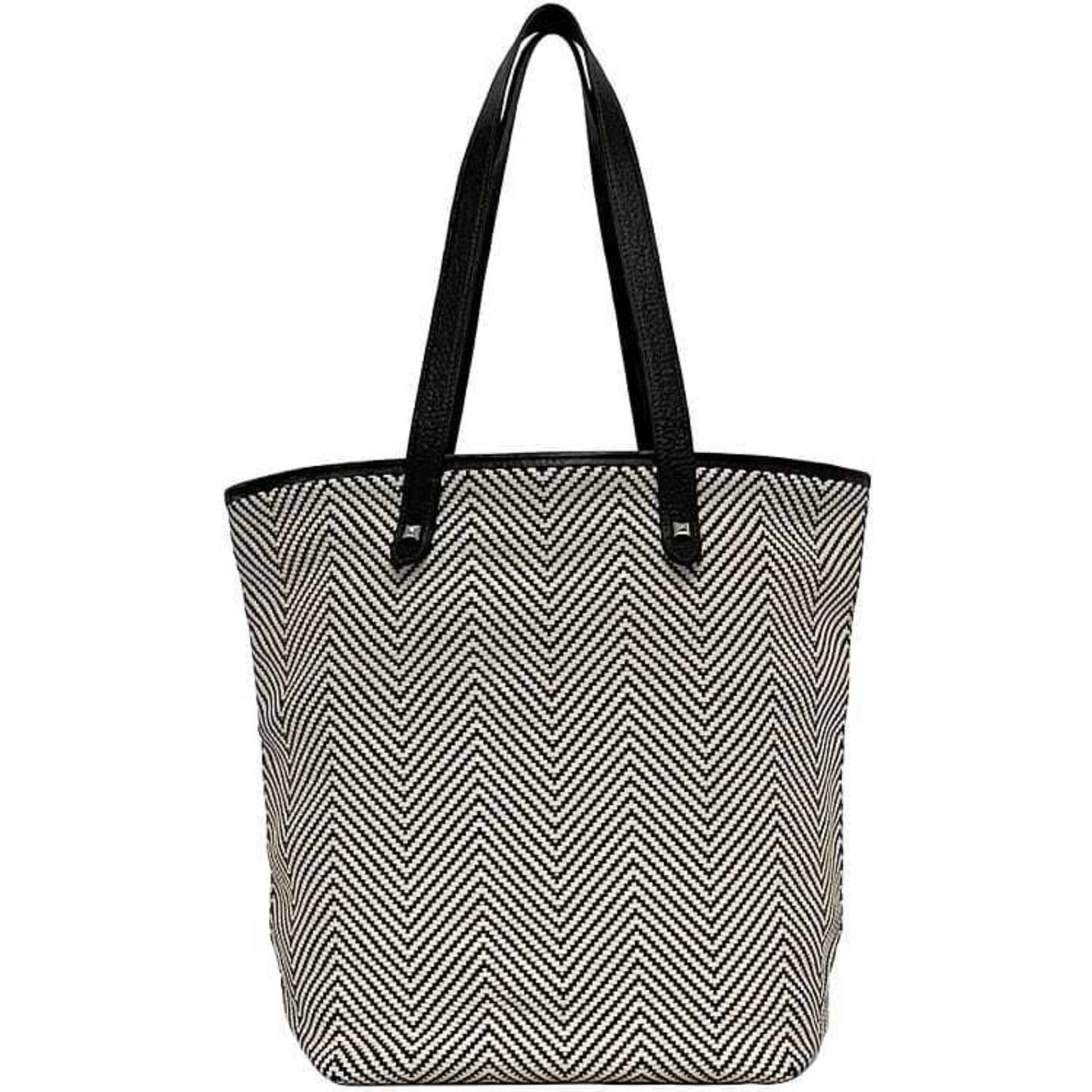 Hermes Polyester Tote Bag Leather White Brown