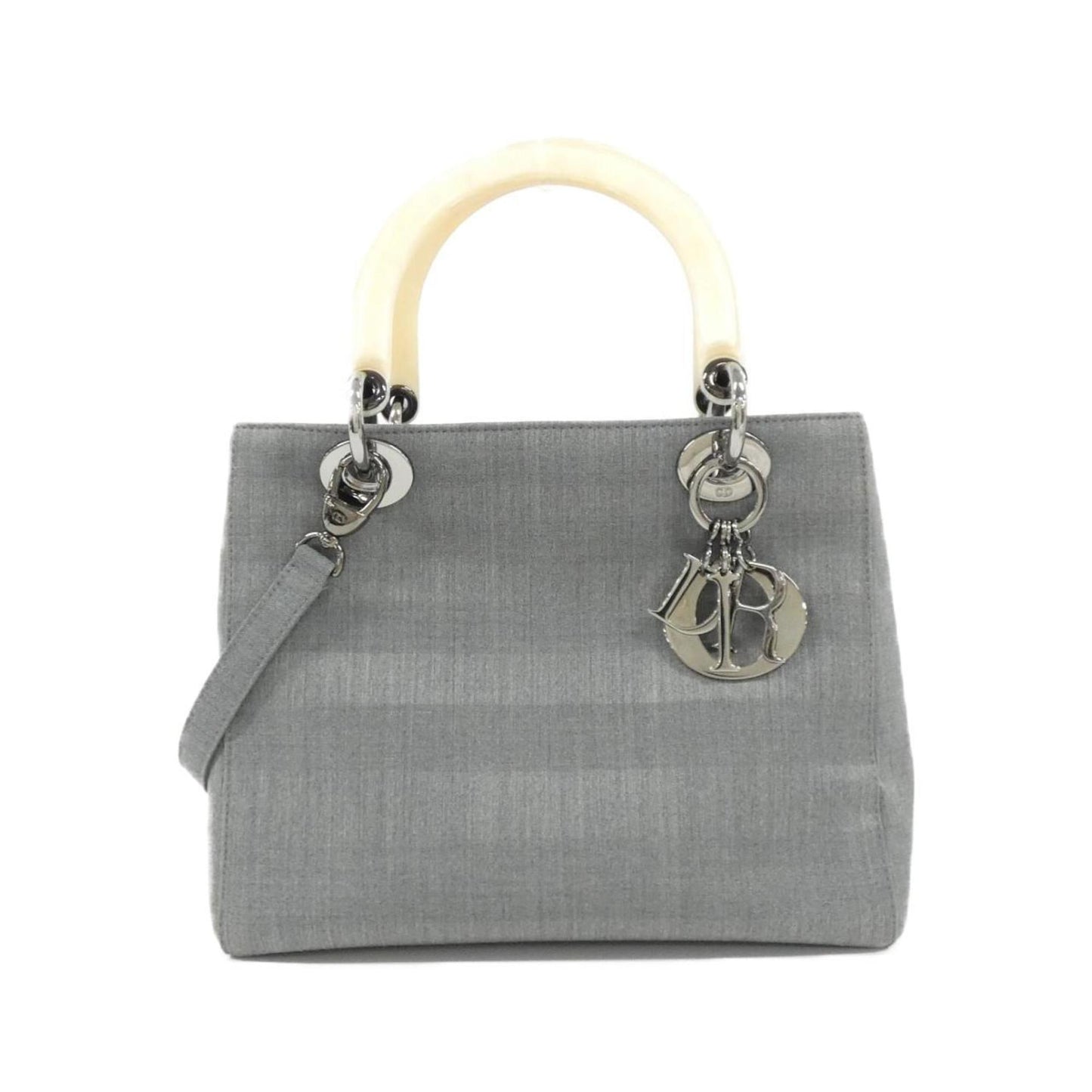 Dior Handbag Christian Canvas Beige Gray