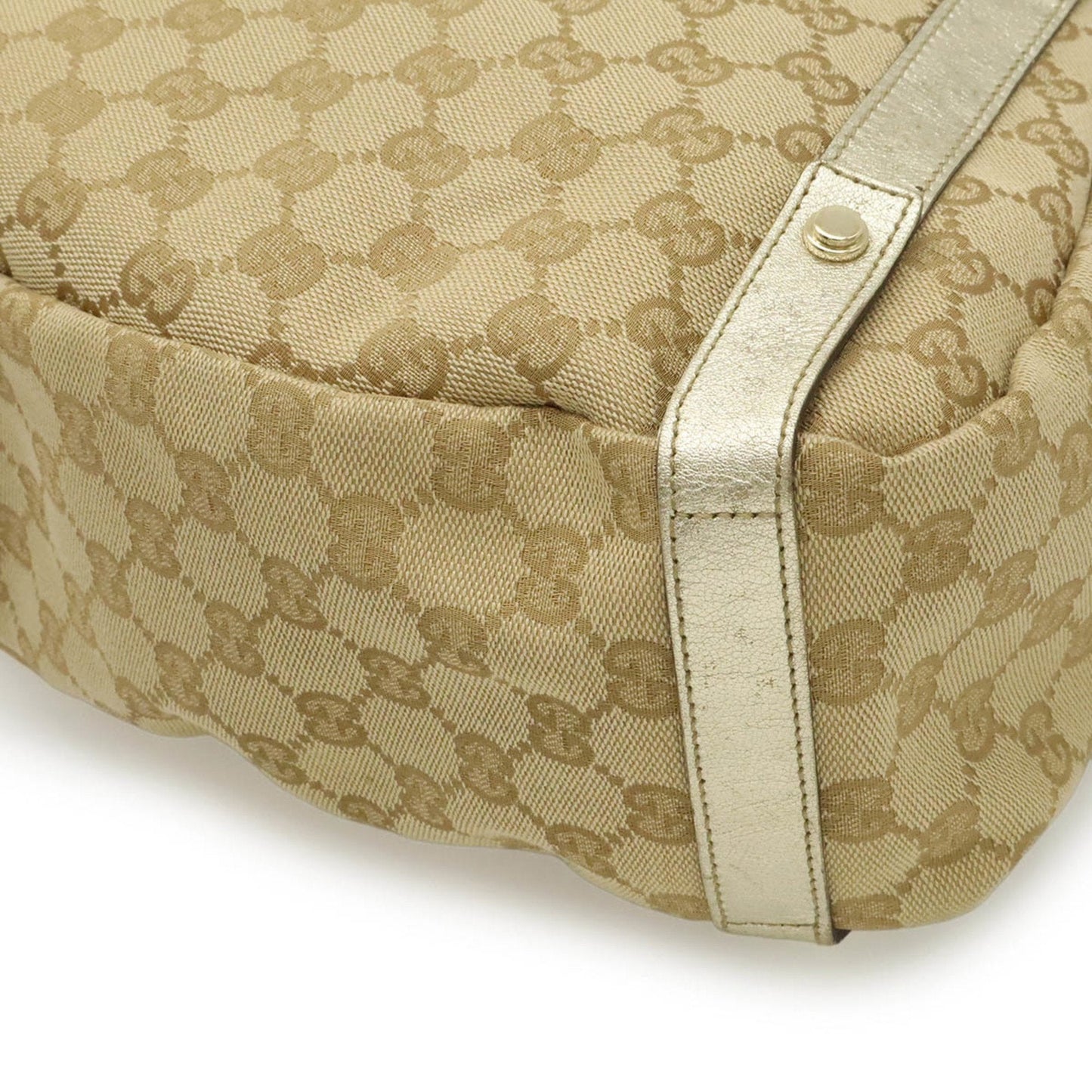 Gucci Beige Champagne Gold Gg Canvas Leather Shoulder Bag Tote Bag