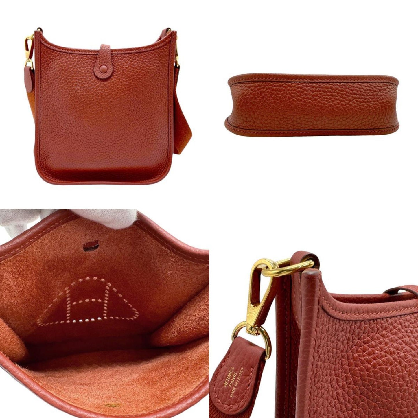 Hermes Taurillon Clemence Shoulder Bag Leather Gold Shoulder Bag 8
