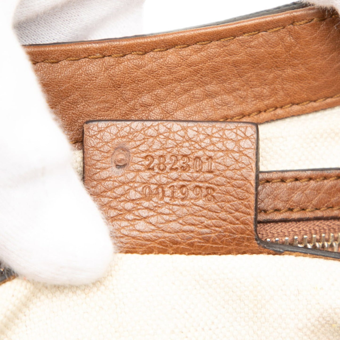 Gucci Beige Brown Canvas Leather Handbag Shoulder Bag