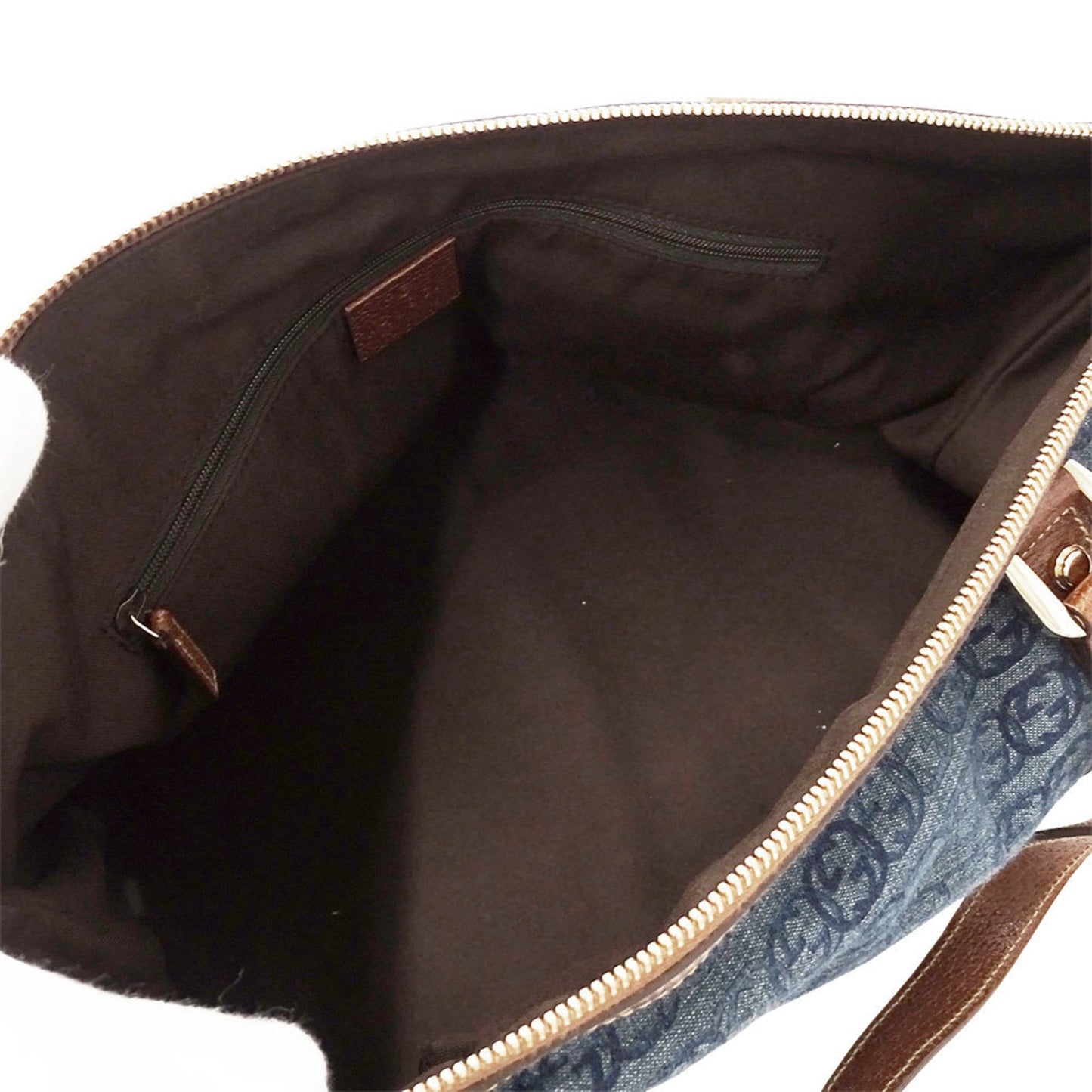 Gucci Blue Brown Denim Tote Bag