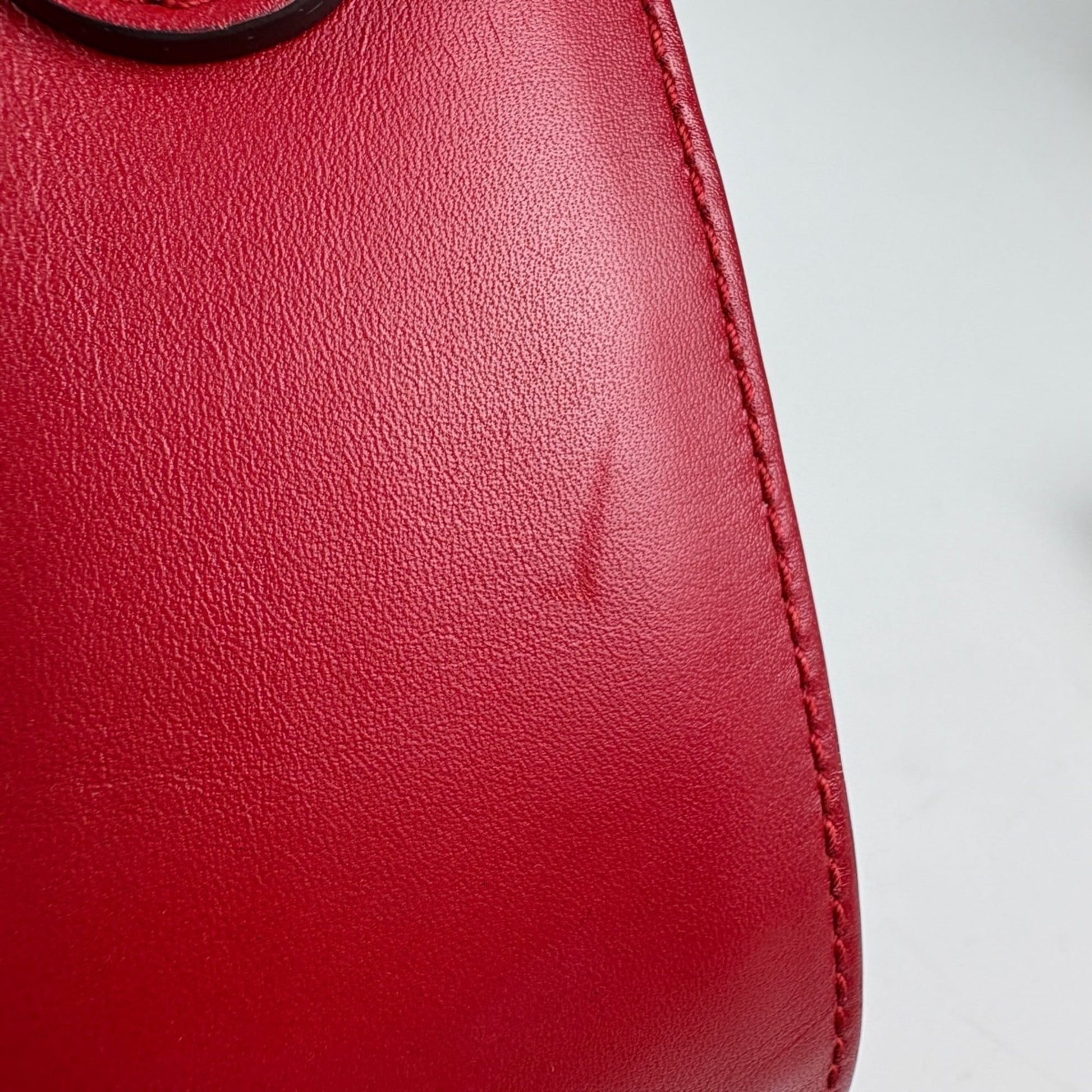 Gucci Red Brown Gg Canvas Leather Shoulder Bag