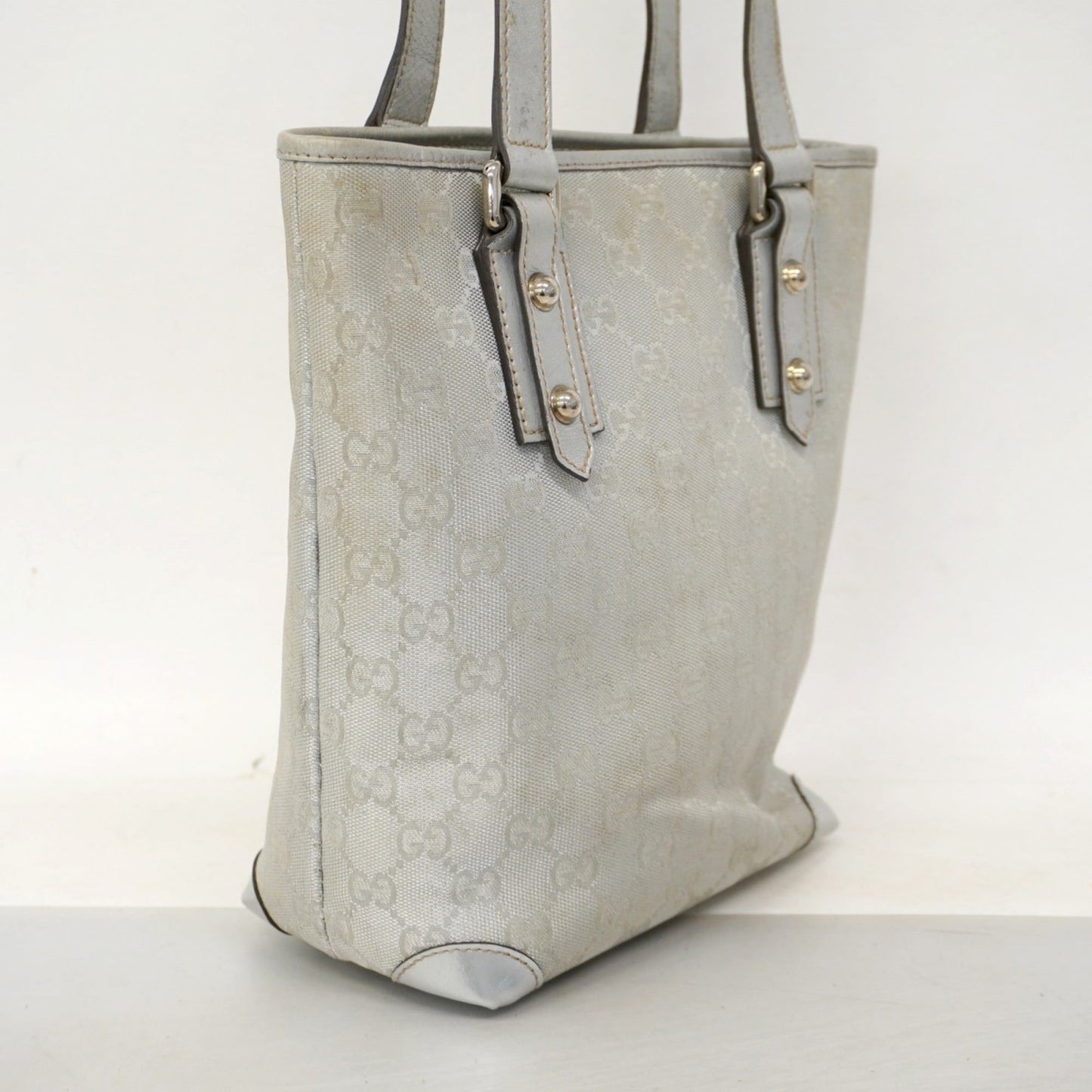 Gucci Silver Canvas Tote Bag