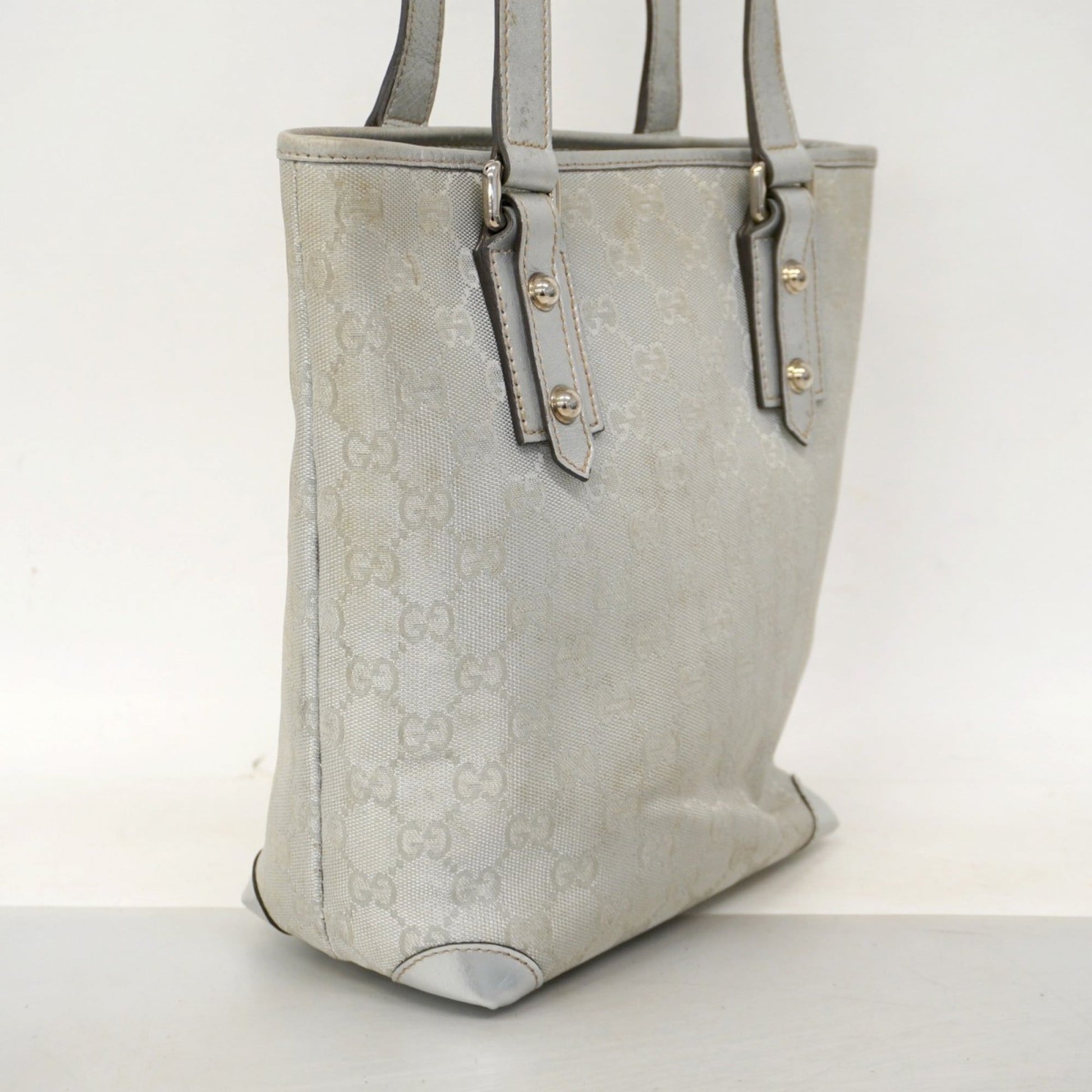 Gucci Silver Canvas Tote Bag