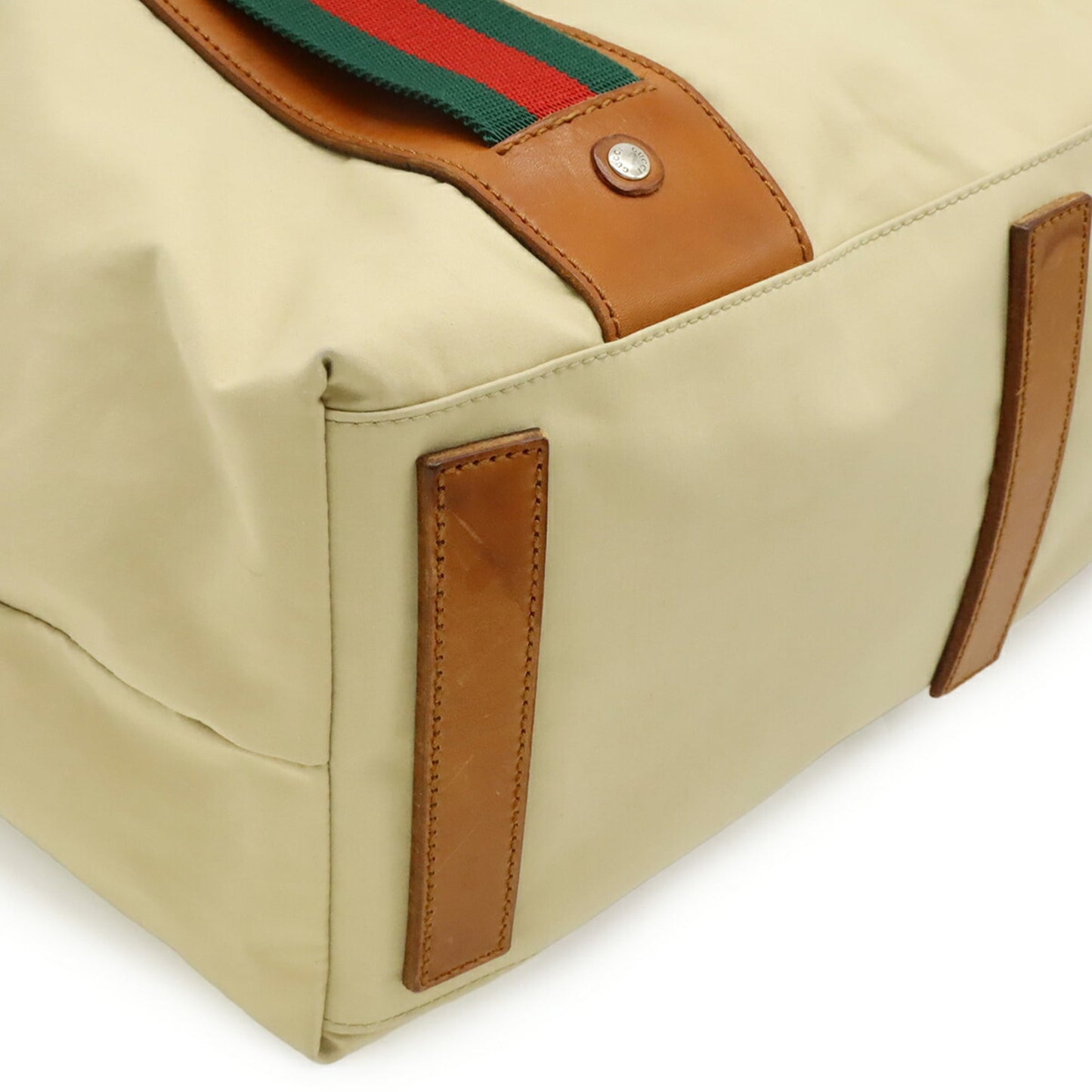 Gucci Sherry Line Beige Brown Green Red Color Canvas Leather Shoulder Bag Tote Bag