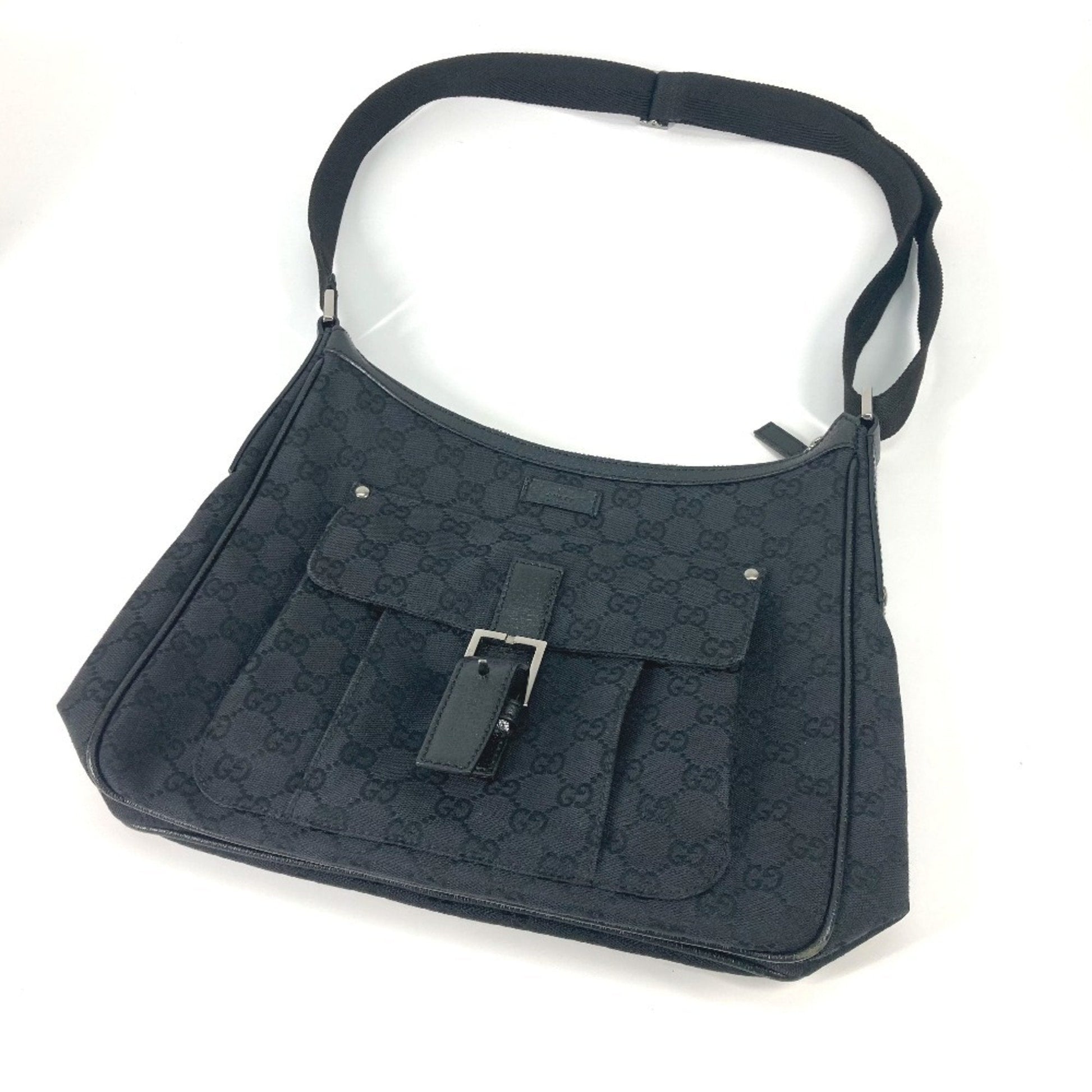 Gucci Black Gg Canvas Shoulder Bag