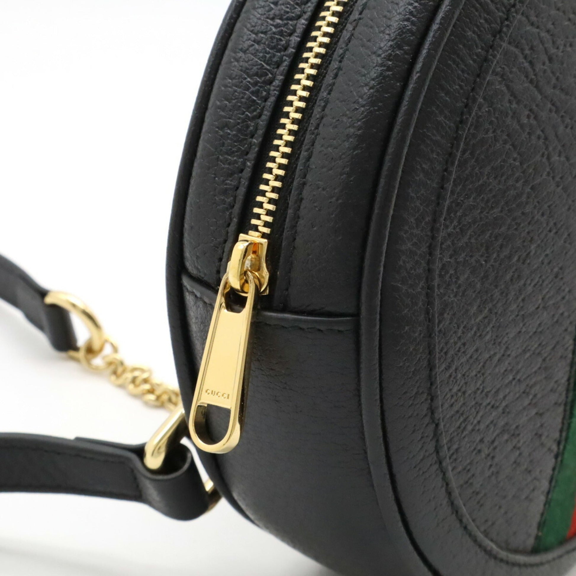 Gucci Sherry Line Black Green Red Color Leather Backpack